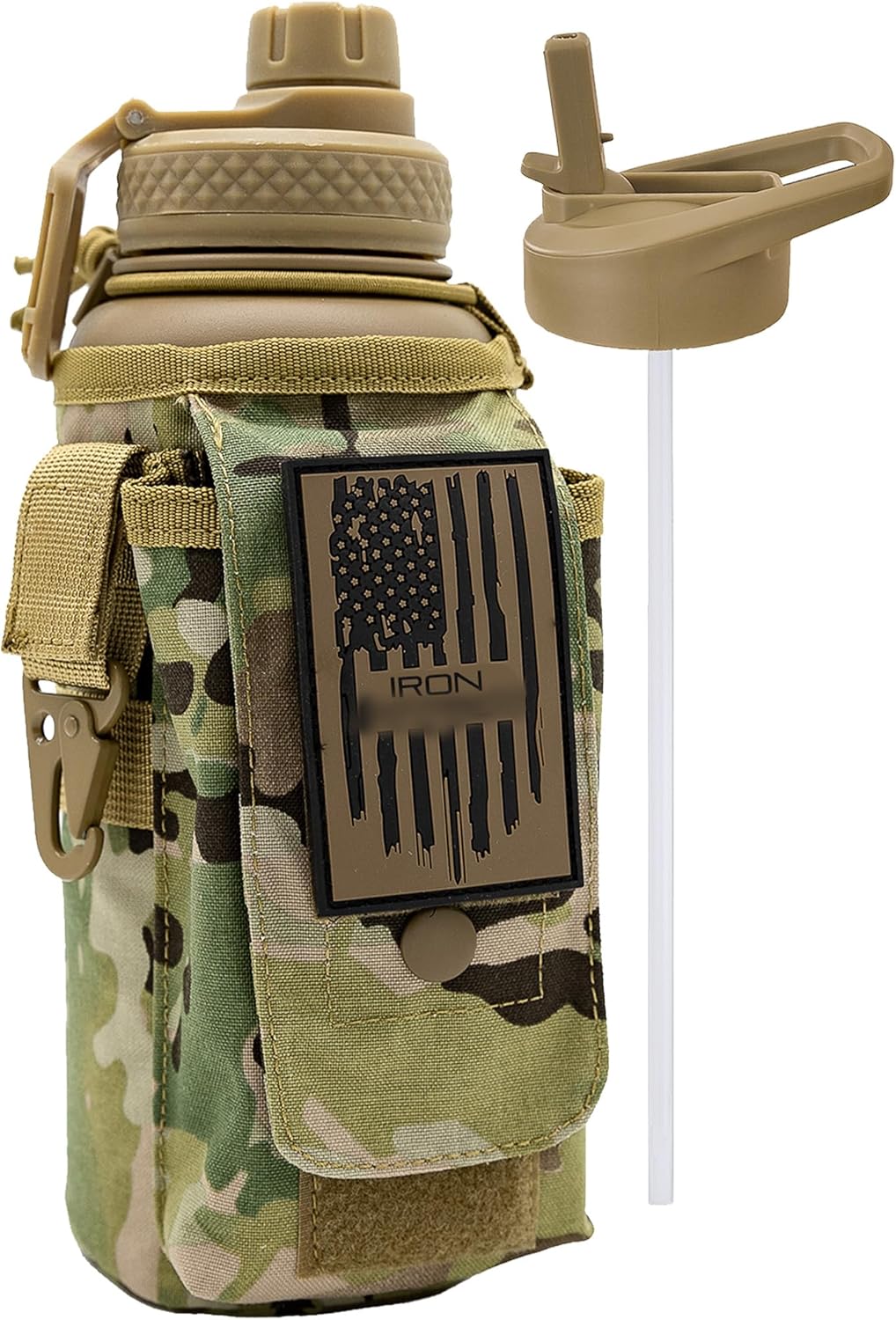 Iron Infidel Battle Bottle – 32 Oz Insulated Water Bottle with Straw Lid & Chug Cap, Stainless Steel Metal Tactical Flask With Rugged, Removable Sleeve for Keys & Phone or Wallet (OCP Camo 1 Liter) Iron Infidel Battle Bottle – 32 Oz Insulated Water Bottle with Straw Lid & Chug Cap, Stainless Steel Metal Tactical Flask With Rugged, Removable Sleeve for Keys & Phone or Wallet (OCP Camo 1 Liter)