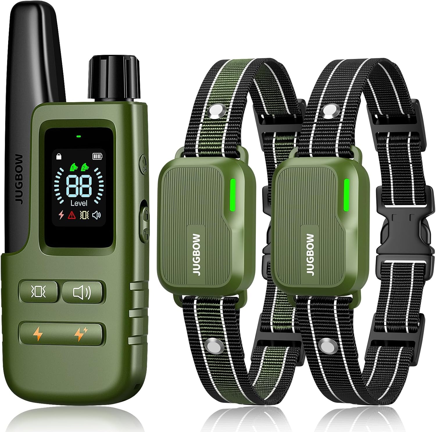 Jugbow Dog Shock Collar 2 Dogs (10-120Lbs) – 4200FT Dog Training Collar with Remote IPX7 Waterproof Electric Collar with 4 Training Modes, Security Lock, Rechargeable e-Collar for All Breeds, Sizes Jugbow Dog Shock Collar 2 Dogs (10-120Lbs) – 4200FT Dog Training Collar with Remote IPX7 Waterproof Electric Collar with 4 Training Modes, Security Lock, Rechargeable e-Collar for All Breeds, Sizes
