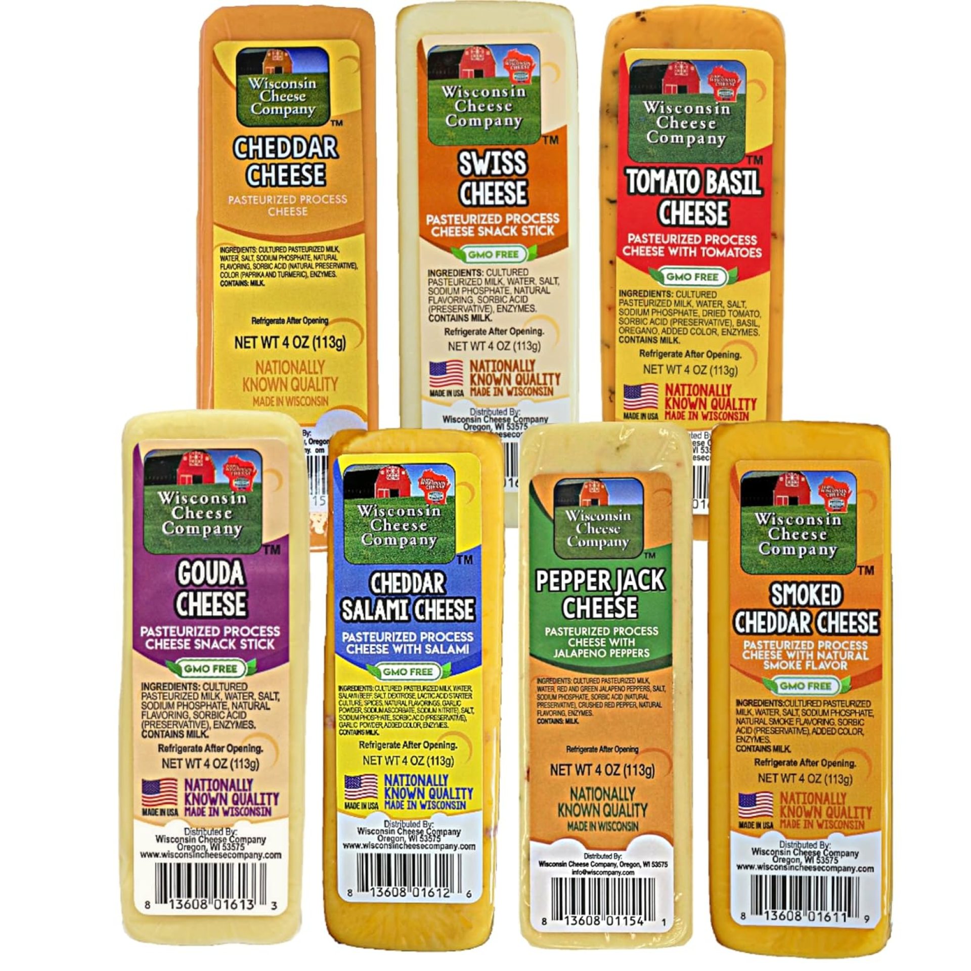 Wisconsin Cheese Company – Specialty 100% Wisconsin Cheese Block Assortment Sampler – (Pack of 7 Blocks) Cheddar, Pepper Jack, Swiss, Gouda, Salami, Smoked Cheddar & Tomato Basil | Perfect for Parties, Charcuterie Boards and Birthday Gifts | Great Easter Gift for Cheese Lovers Wisconsin Cheese Company – Specialty 100% Wisconsin Cheese Block Assortment Sampler – (Pack of 7 Blocks) Cheddar, Pepper Jack, Swiss, Gouda, Salami, Smoked Cheddar & Tomato Basil | Perfect for Parties, Charcuterie Boards and Birthday Gifts | Great Easter Gift for Cheese Lovers