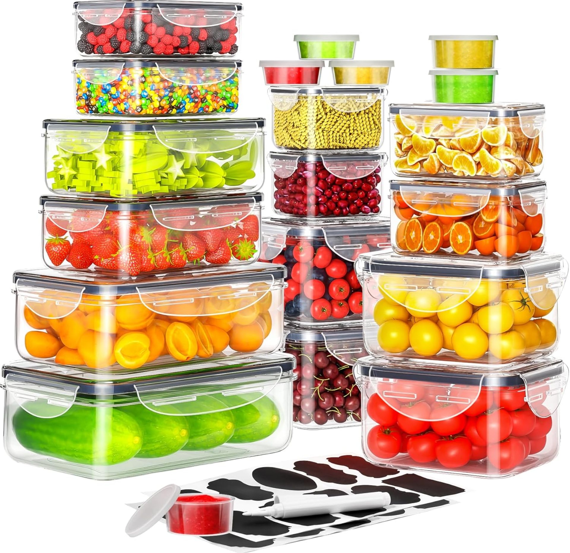 40 PCS Food Storage Containers with Lids Airtight (20 Containers & 20 Lids), Plastic Storage Meal Prep Container-Stackable 100% Leakproof & Microwave Organization and Storage Sets, Lunch Containers 40 PCS Food Storage Containers with Lids Airtight (20 Containers & 20 Lids), Plastic Storage Meal Prep Container-Stackable 100% Leakproof & Microwave Organization and Storage Sets, Lunch Containers