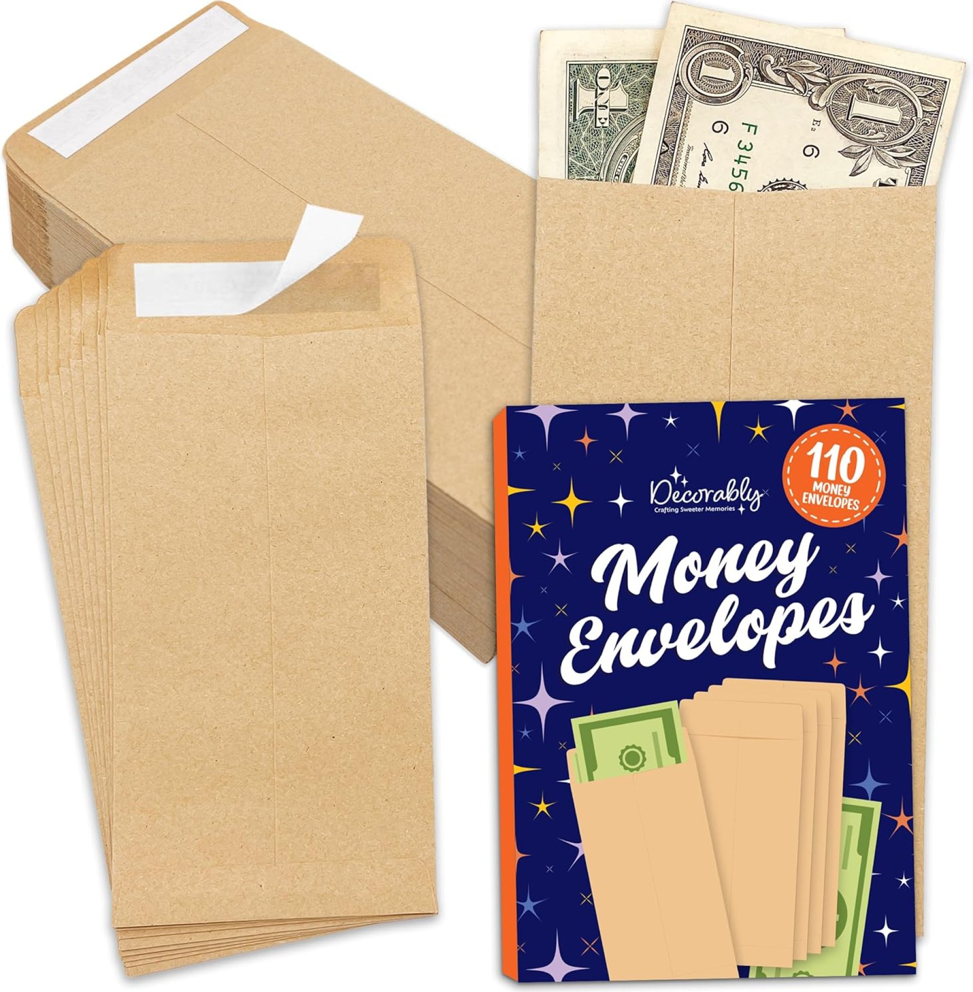 Decorably 110 Pack Kraft Small Money Envelopes for Cash Saving, 3.5×6.5in Small Cash Envelopes for Money, Coins, Gift, Trinkets Decorably 110 Pack Kraft Small Money Envelopes for Cash Saving, 3.5×6.5in Small Cash Envelopes for Money, Coins, Gift, Trinkets
