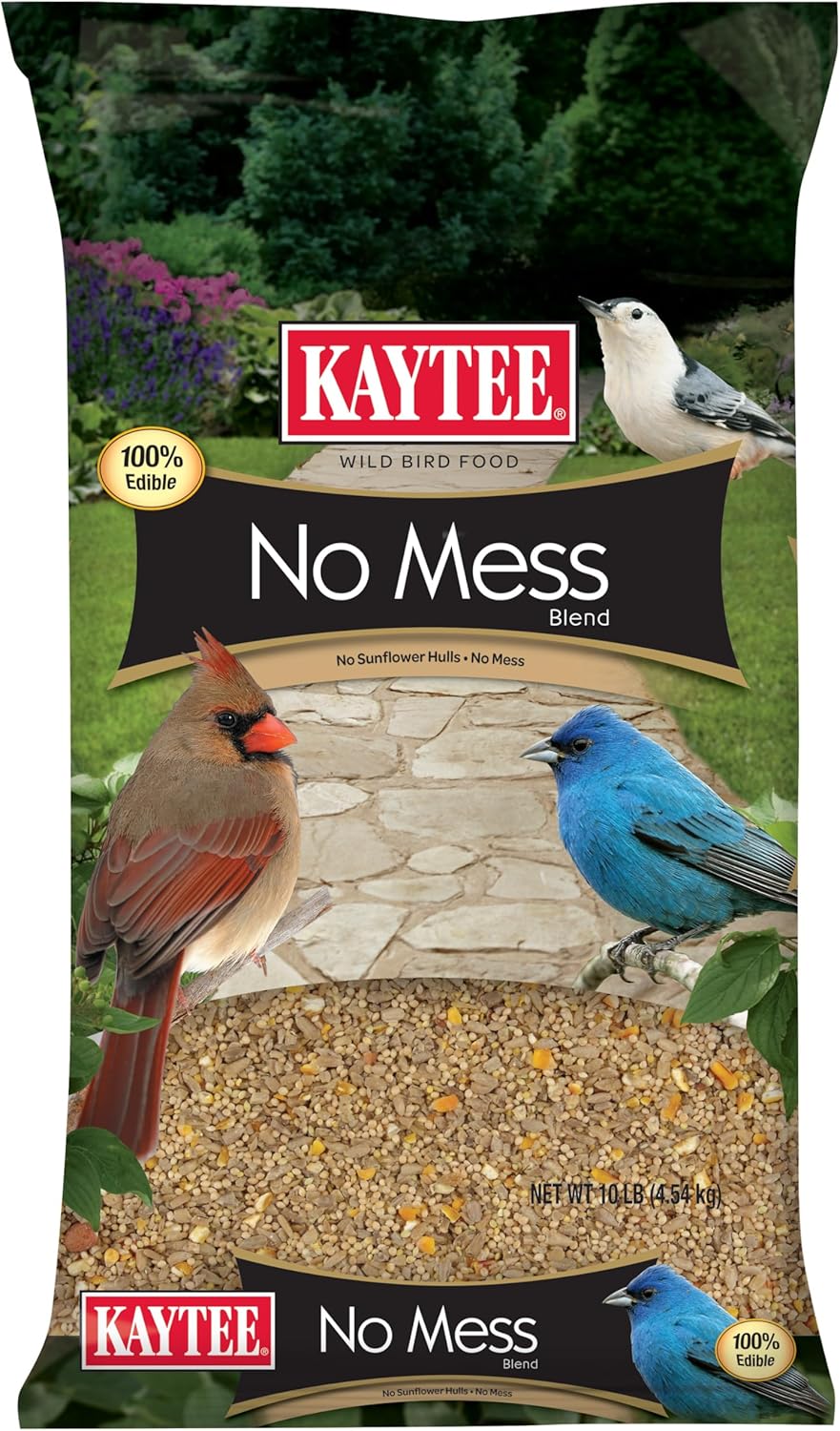 Kaytee Wild Bird (No Mess or Waste Free) Food Seed Blend For Blue Jays, Woodpeckers, Juncos, Cardinals, Grosbeaks, Sparrows, and Finches, 10 Pound, (Packaging May Vary) Kaytee Wild Bird (No Mess or Waste Free) Food Seed Blend For Blue Jays, Woodpeckers, Juncos, Cardinals, Grosbeaks, Sparrows, and Finches, 10 Pound, (Packaging May Vary)