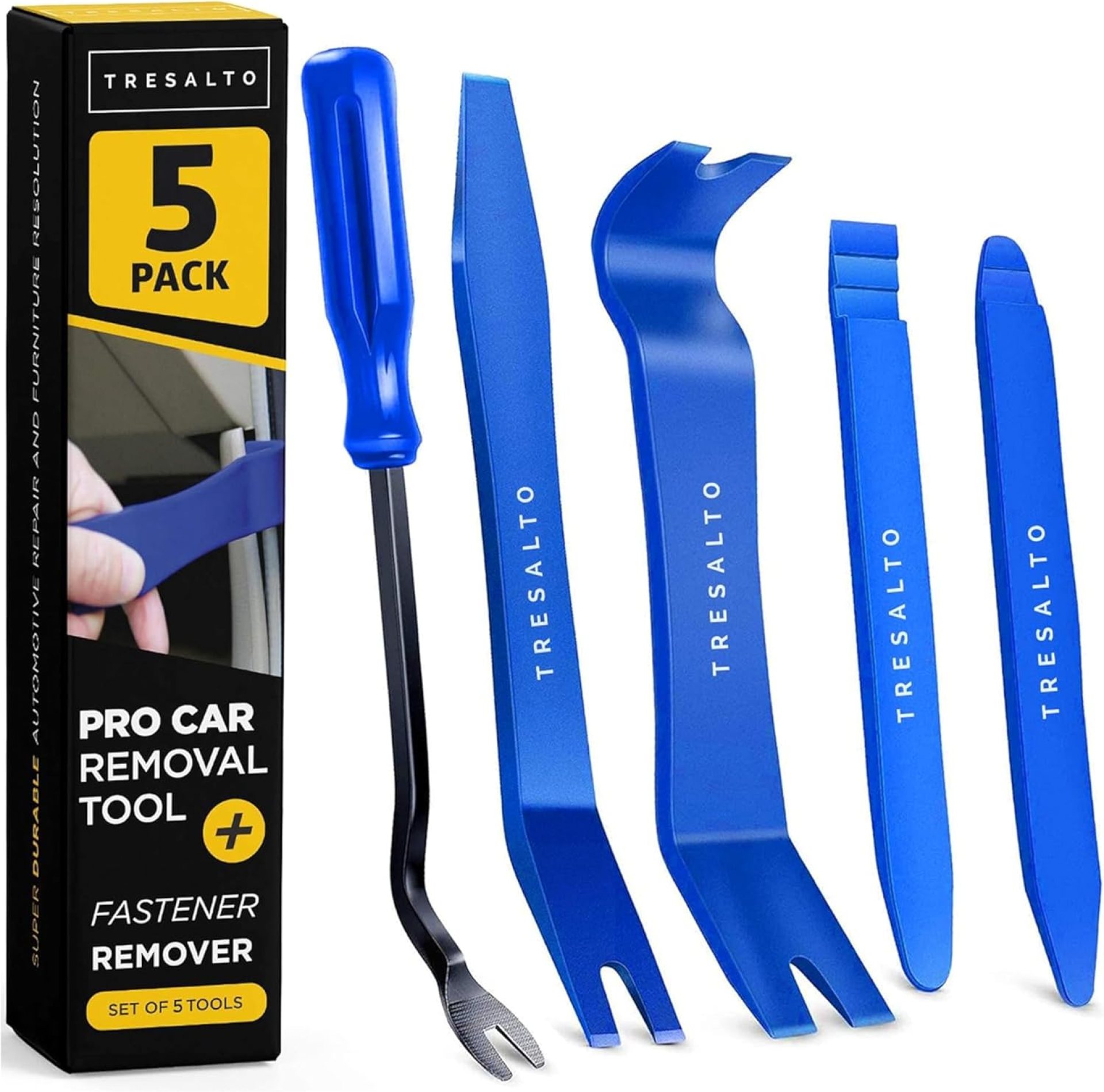 Auto Trim Removal Tool Kit – 5-Piece No Scratch Pry Tool Set for Car Panel and Dashboard Removal – Includes Door Panel Tool, Push Rivets, Car Clips – Essential for Interior Trim Work – Blue Auto Trim Removal Tool Kit – 5-Piece No Scratch Pry Tool Set for Car Panel and Dashboard Removal – Includes Door Panel Tool, Push Rivets, Car Clips – Essential for Interior Trim Work – Blue