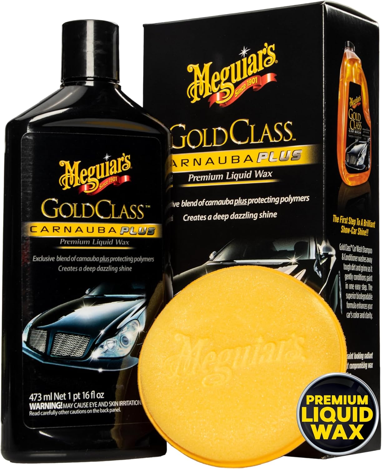 Meguiar’s Gold Class Carnauba Plus Premium Liquid Wax Kit, Car Detailing Kit with a Pure Carnauba Wax Blend and a Foam Applicator Pad for Keeping Glossy Paint Protected Like a Pro, 16 Oz Bottle Meguiar’s Gold Class Carnauba Plus Premium Liquid Wax Kit, Car Detailing Kit with a Pure Carnauba Wax Blend and a Foam Applicator Pad for Keeping Glossy Paint Protected Like a Pro, 16 Oz Bottle