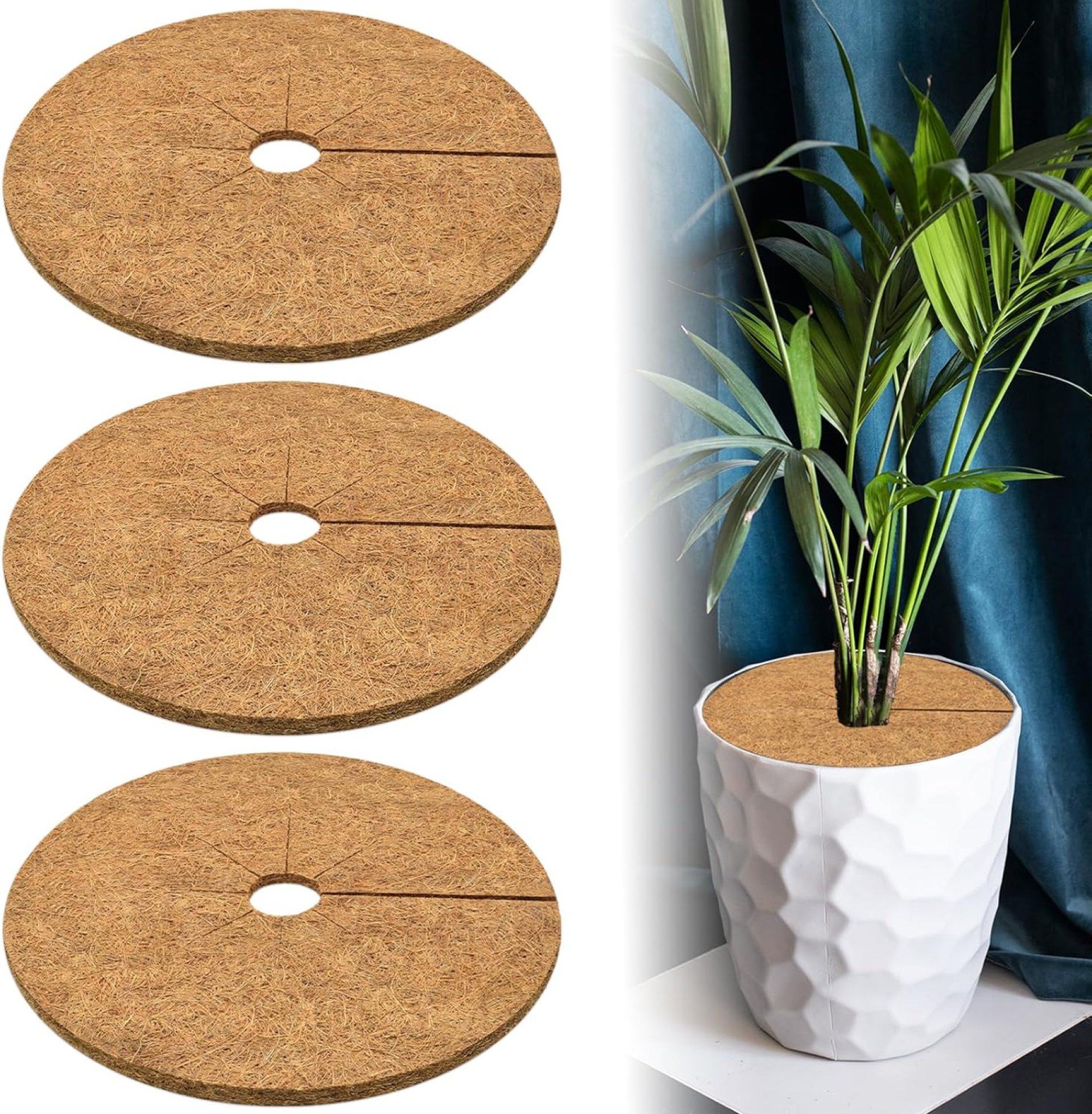 ZeeDix 3 Pcs Coconut Fibers Mulch Ring Tree Protector Mat, 24 Inch Coco Coir Tree Protection, Plant Cover for Indoor or Outdoor ZeeDix 3 Pcs Coconut Fibers Mulch Ring Tree Protector Mat, 24 Inch Coco Coir Tree Protection, Plant Cover for Indoor or Outdoor