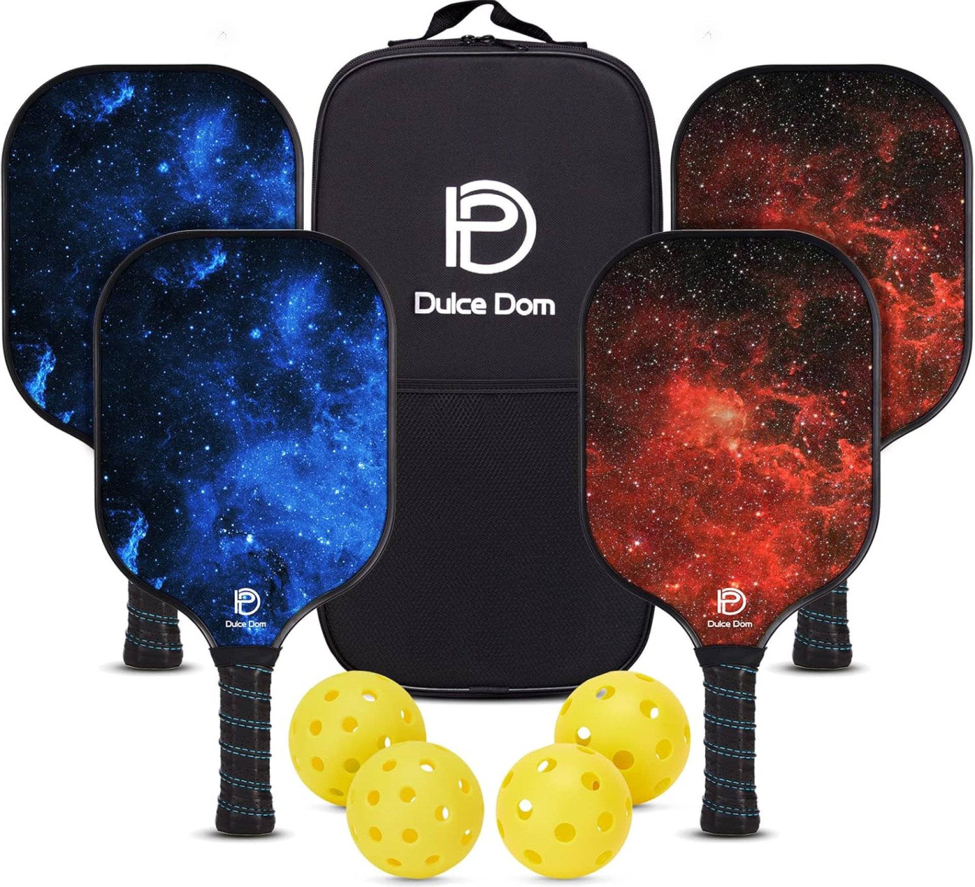 DULCE DOM Pickleball Paddles Set of 2/4 – USAPA Approved, Fiberglass Surface Pickleball Racket with 4 Indoor Outdoor Pickleball Balls and Pickleball Bag, Ideal Training Equipment Gift for Men & Women DULCE DOM Pickleball Paddles Set of 2/4 – USAPA Approved, Fiberglass Surface Pickleball Racket with 4 Indoor Outdoor Pickleball Balls and Pickleball Bag, Ideal Training Equipment Gift for Men & Women
