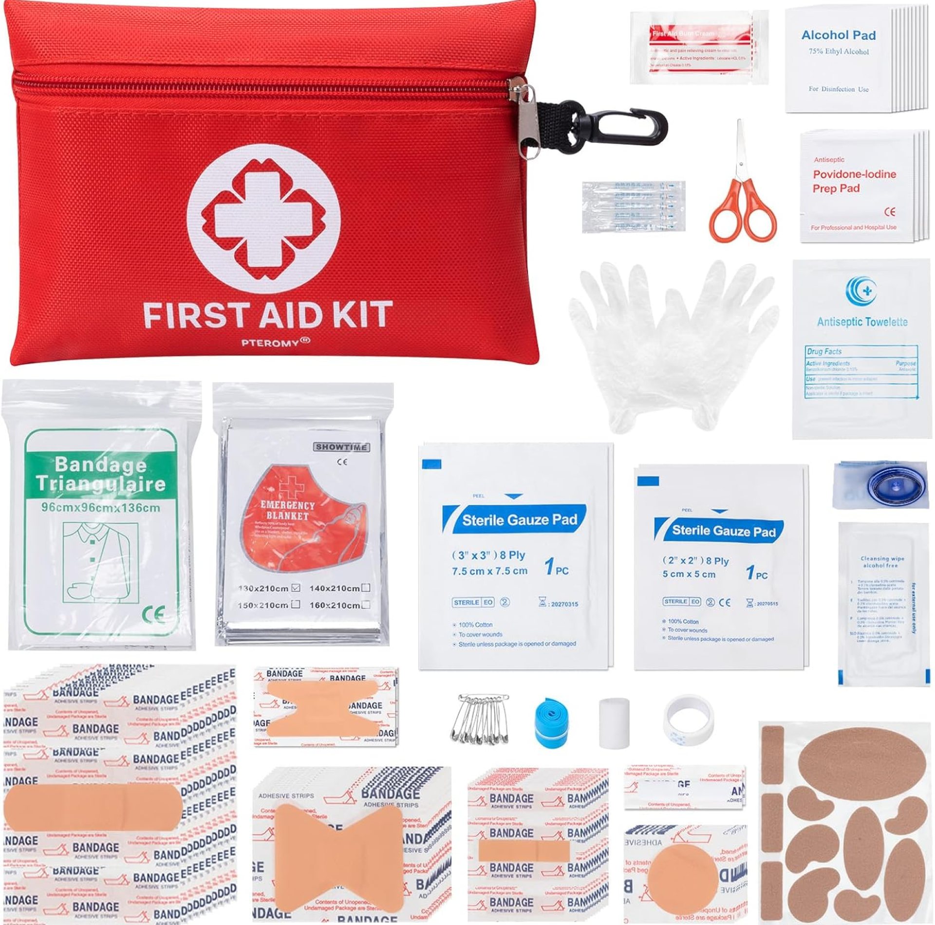 PTEROMY 150 Piece Mini First Aid Kit, Portable Small Emergency Kits Compact 1st Aid Kit for Car, Travel, Home, Camping, Outdoor, Hiking PTEROMY 150 Piece Mini First Aid Kit, Portable Small Emergency Kits Compact 1st Aid Kit for Car, Travel, Home, Camping, Outdoor, Hiking