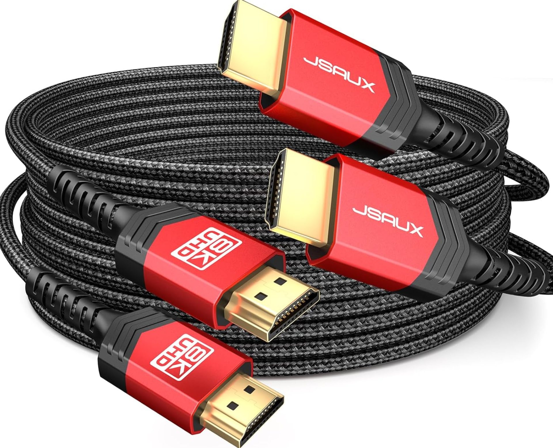 JSAUX HDMI Cables 2.1 10FT 2-Pack 48Gbps 8K@60Hz 4K Ultra High Speed Cords(7680×4320, 4K@120Hz) eARC HDR10 HDCP 2.2 & 2.3 3D, Compatible for PS5/PS4/X-Box/Roku TV/HDTV/Blu-ray/LG JSAUX HDMI Cables 2.1 10FT 2-Pack 48Gbps 8K@60Hz 4K Ultra High Speed Cords(7680×4320, 4K@120Hz) eARC HDR10 HDCP 2.2 & 2.3 3D, Compatible for PS5/PS4/X-Box/Roku TV/HDTV/Blu-ray/LG