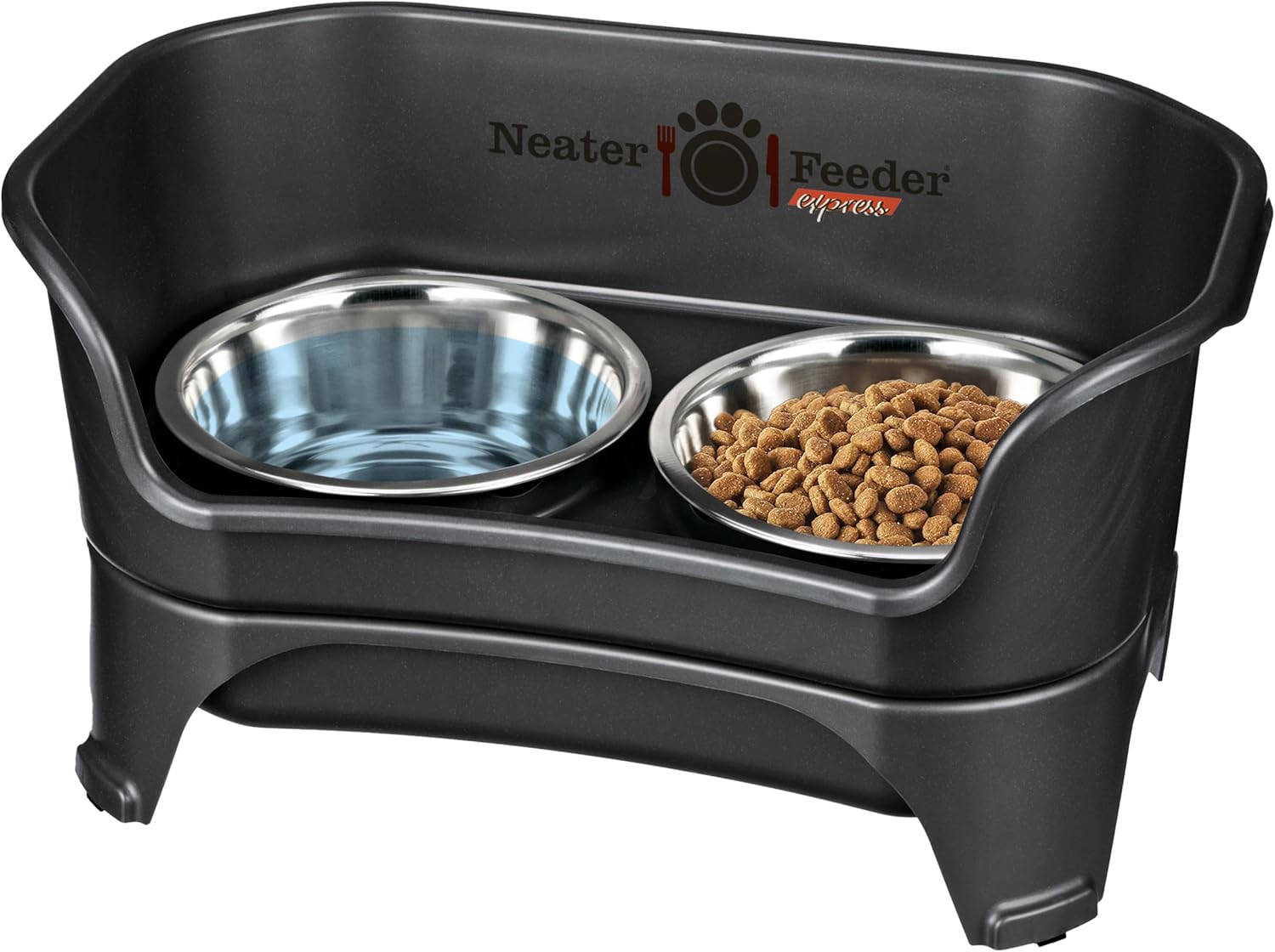 Neater Feeder – Express Model – Mess-Proof Dog Bowls (Medium/Large, Midnight Black) – Made in USA – Elevated, No Spill, Non-Tip, Non-Slip, Raised Stainless Steel Food & Water Pet Bowls Neater Feeder – Express Model – Mess-Proof Dog Bowls (Medium/Large, Midnight Black) – Made in USA – Elevated, No Spill, Non-Tip, Non-Slip, Raised Stainless Steel Food & Water Pet Bowls