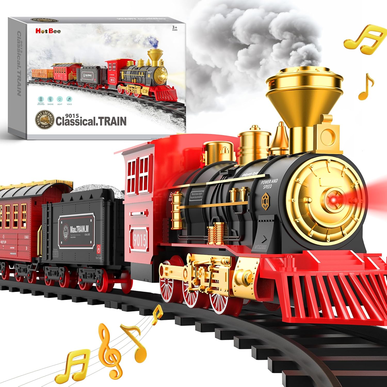 Hot Bee Train Set – Christmas Tree Train Toys for Boys with Smokes, Lights and Sound, Toy Train Set for Under Christmas Tree, Toddler Model Trains for 3 4 5 6 7 8+ Years Old Kids Christmas Toys Gifts Hot Bee Train Set – Christmas Tree Train Toys for Boys with Smokes, Lights and Sound, Toy Train Set for Under Christmas Tree, Toddler Model Trains for 3 4 5 6 7 8+ Years Old Kids Christmas Toys Gifts