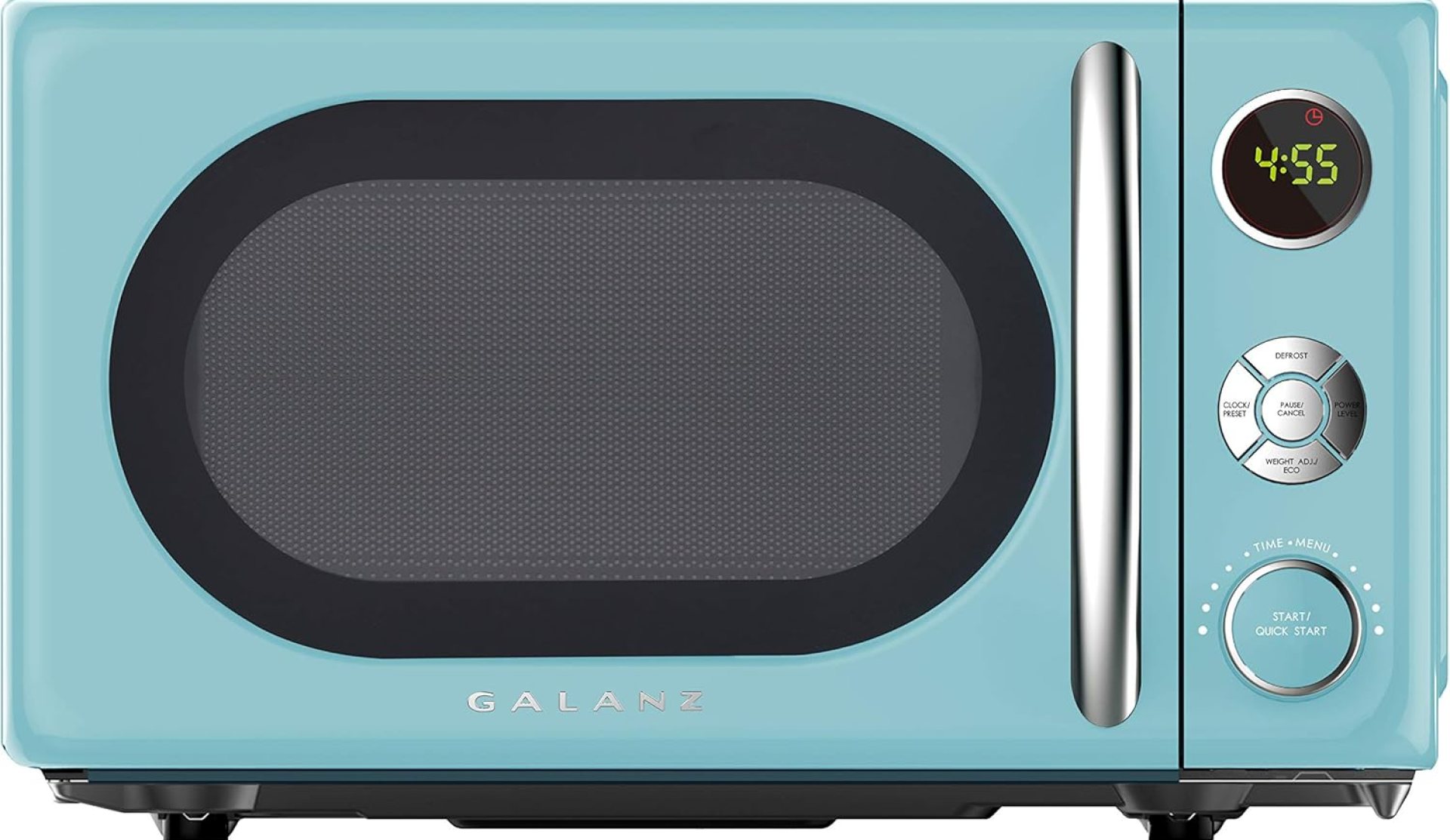 Galanz GLCMKA07BER-07 Retro Microwave Oven, LED Lighting, Pull Handle Design, Child Lock, Bebop Blue, 0.7 cu ft Galanz GLCMKA07BER-07 Retro Microwave Oven, LED Lighting, Pull Handle Design, Child Lock, Bebop Blue, 0.7 cu ft