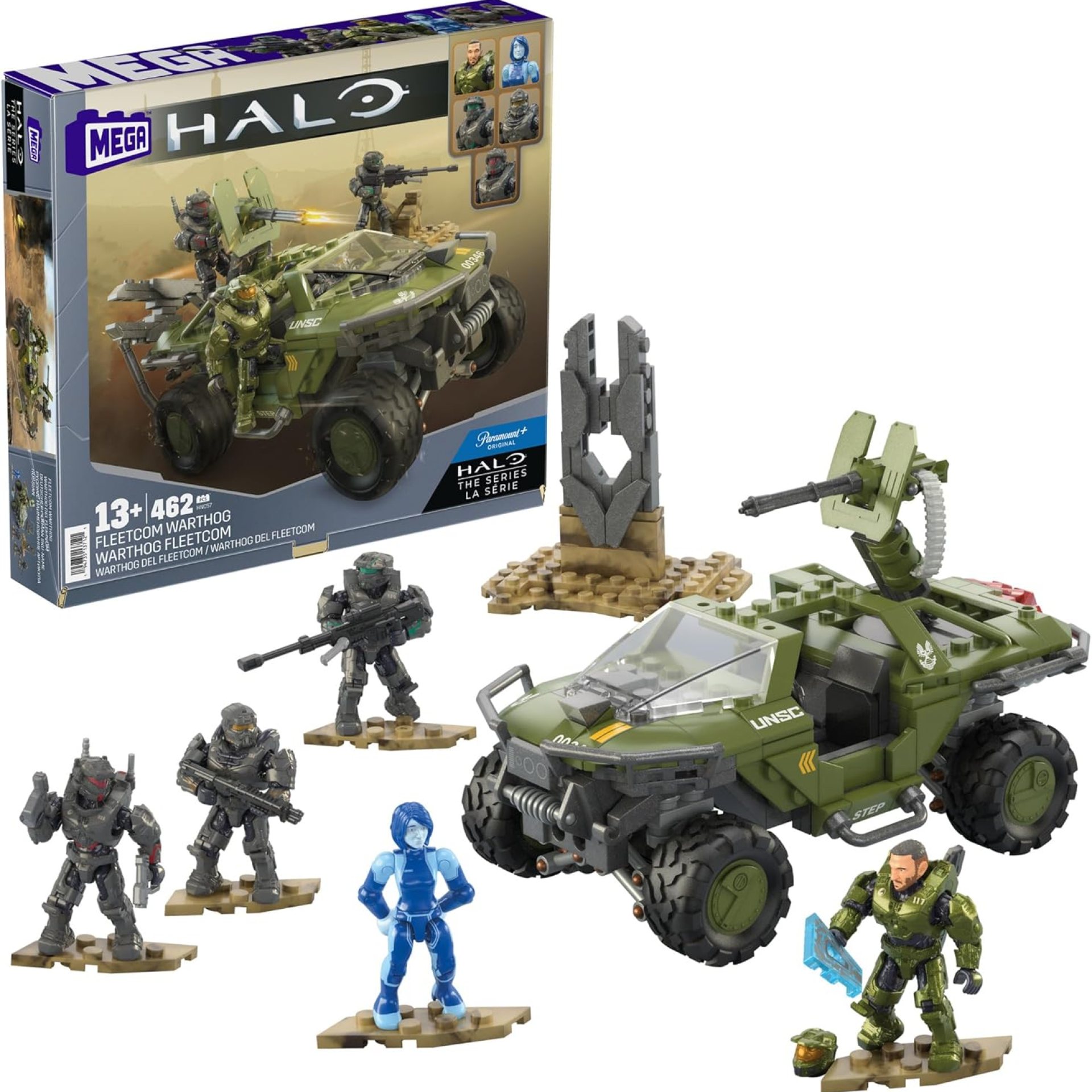 MEGA HALO the Series Vehicle Building Toys Set, FLEETCOM Warthog ATV with 469 Pieces, 5 Micro Action Figures, Poseable Articulation, Kids and Fans MEGA HALO the Series Vehicle Building Toys Set, FLEETCOM Warthog ATV with 469 Pieces, 5 Micro Action Figures, Poseable Articulation, Kids and Fans