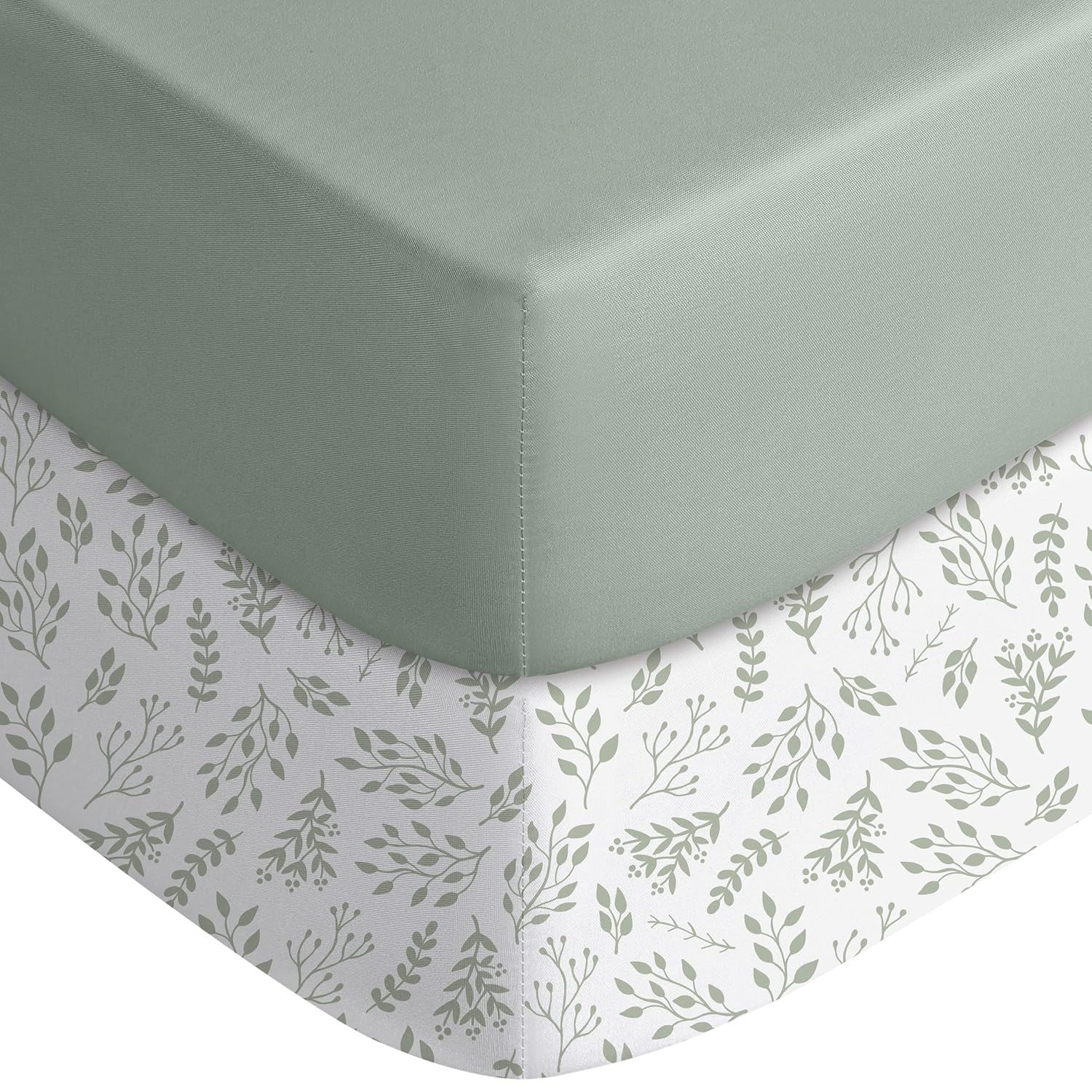 Yoofoss Baby Crib Sheets for Boys Girls, Fitted Crib Sheet 2 Pack for Standard Crib and Toddler Mattress, Super Soft Microfiber Baby Sheet 28x52x8in(Green+Leaf) Yoofoss Baby Crib Sheets for Boys Girls, Fitted Crib Sheet 2 Pack for Standard Crib and Toddler Mattress, Super Soft Microfiber Baby Sheet 28x52x8in(Green+Leaf)