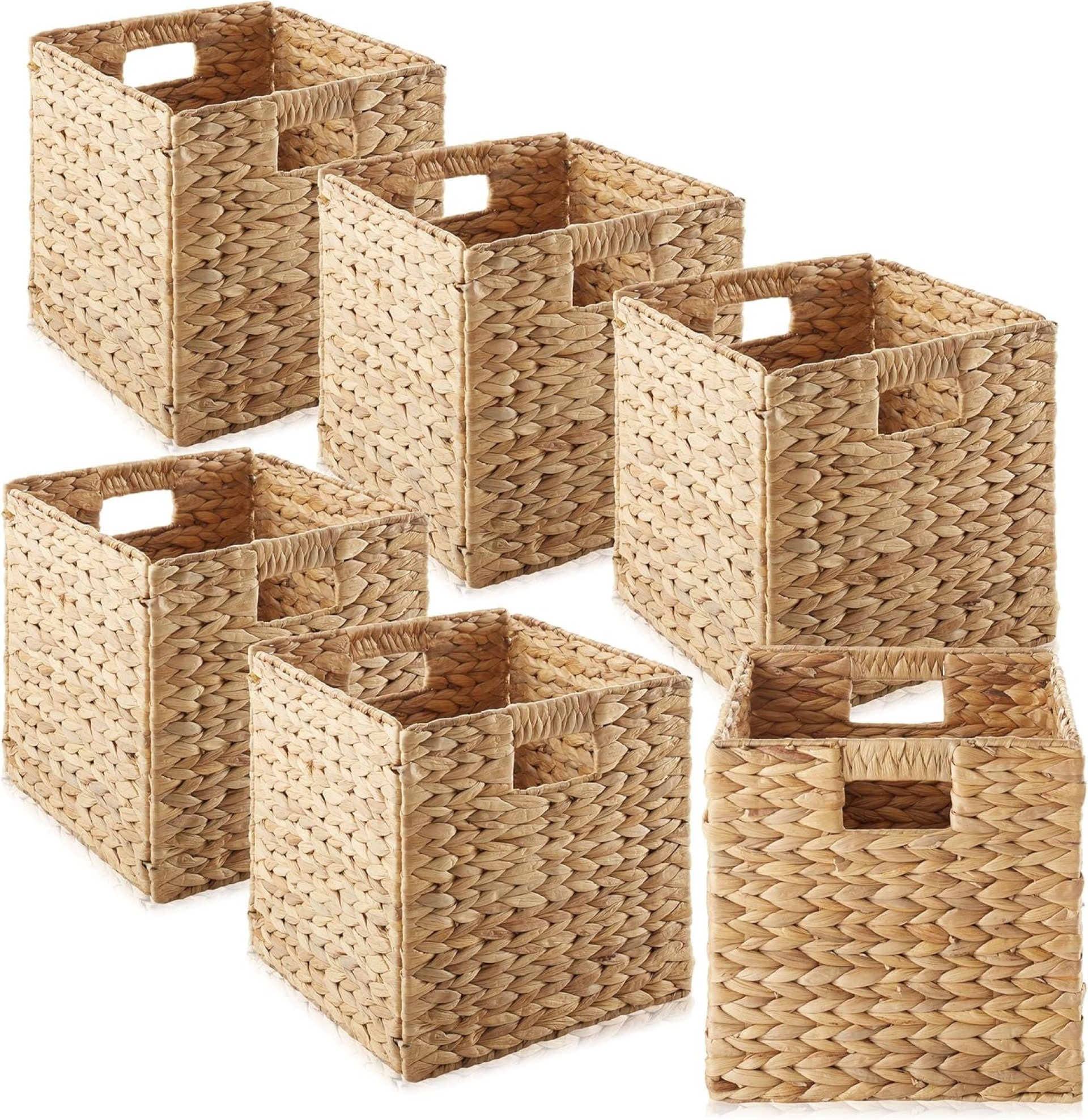 Casafield 10.5″ x 10.5″ Water Hyacinth Storage Baskets, Natural – Set of 6 Collapsible Cube Organizers, Woven Bins for Bathroom, Bedroom, Laundry, Pantry, Shelves Casafield 10.5″ x 10.5″ Water Hyacinth Storage Baskets, Natural – Set of 6 Collapsible Cube Organizers, Woven Bins for Bathroom, Bedroom, Laundry, Pantry, Shelves