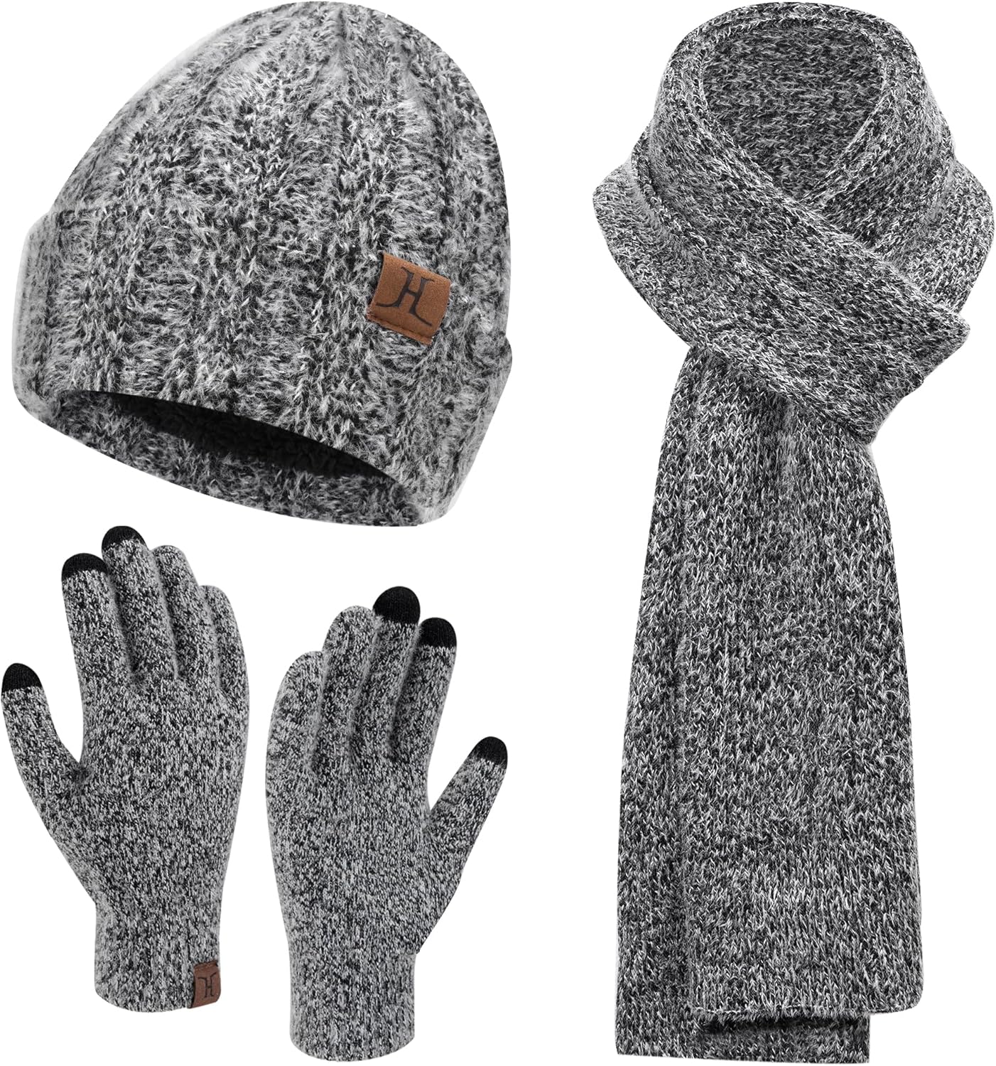 Womens Winter Warm Knit Beanie Hat Touchscreen Gloves Long Neck Scarf Set with Fleece Lined Skull Caps Gifts for Women Womens Winter Warm Knit Beanie Hat Touchscreen Gloves Long Neck Scarf Set with Fleece Lined Skull Caps Gifts for Women