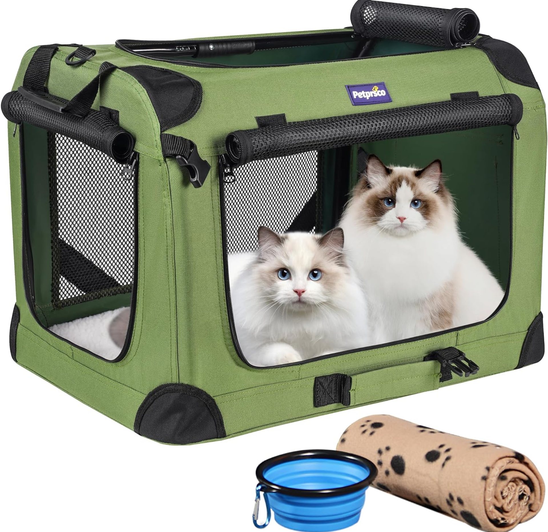 Petprsco Large Cat Carrier for 2 Cats Small Medium Dogs, Soft Pet Carrier 24x17x17 for Traveling with Warm Blanket Foldable Bowl and Washable Pad Petprsco Large Cat Carrier for 2 Cats Small Medium Dogs, Soft Pet Carrier 24x17x17 for Traveling with Warm Blanket Foldable Bowl and Washable Pad