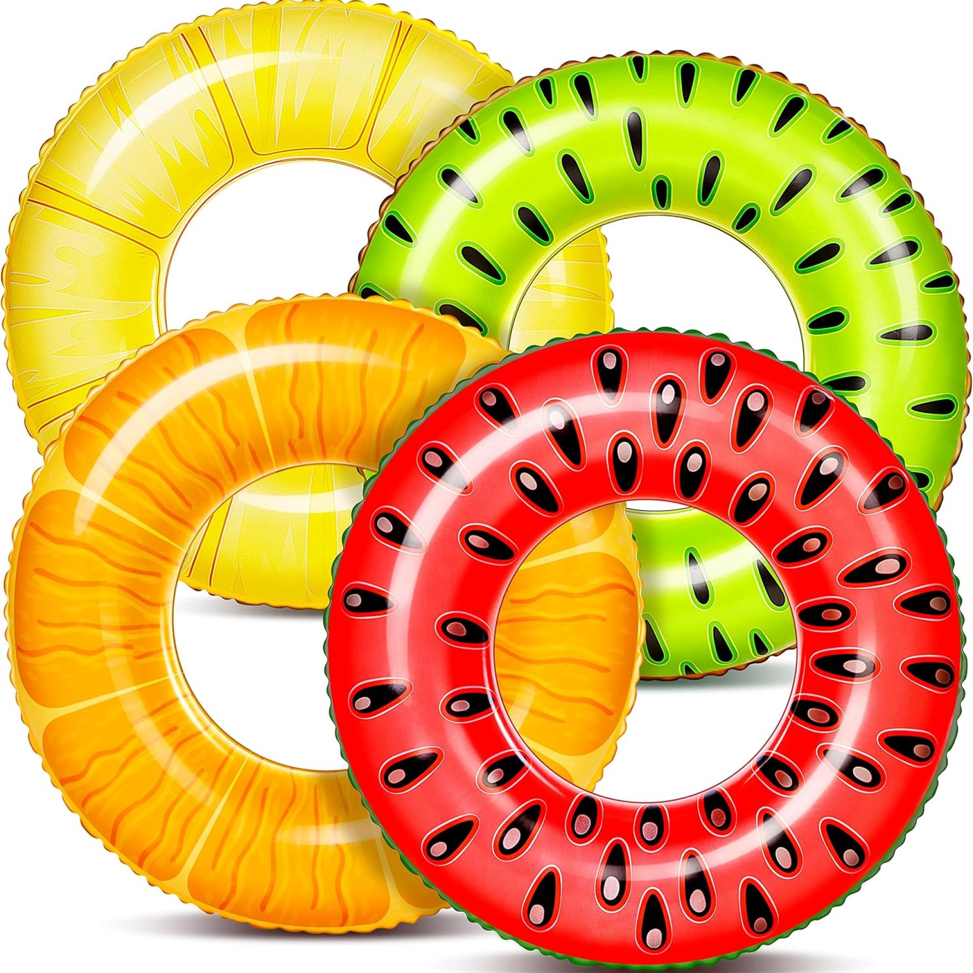 Sloosh 4 Pack Inflatable Pool Floats, Pool Tube Rings, Swim Tubes, Floaties Toys, Beach Swimming Party Toys for Kids and Adults Sloosh 4 Pack Inflatable Pool Floats, Pool Tube Rings, Swim Tubes, Floaties Toys, Beach Swimming Party Toys for Kids and Adults