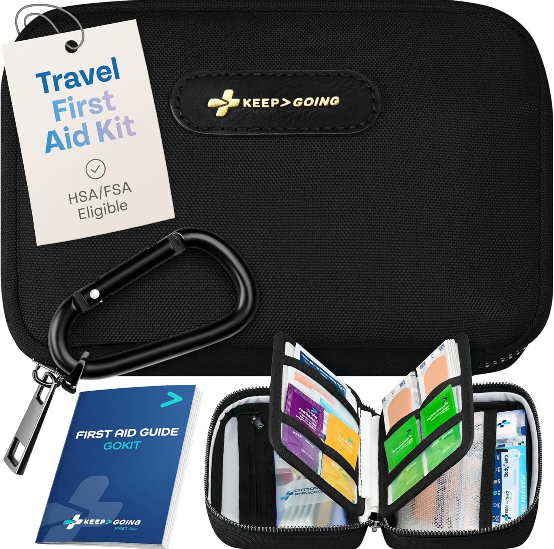 KeepGoing Travel First Aid Kit for Car, Home, Hiking, Camping and Outdoor Emergencies – First Aid Kit Travel Size TSA-Approved KeepGoing Travel First Aid Kit for Car, Home, Hiking, Camping and Outdoor Emergencies – First Aid Kit Travel Size TSA-Approved