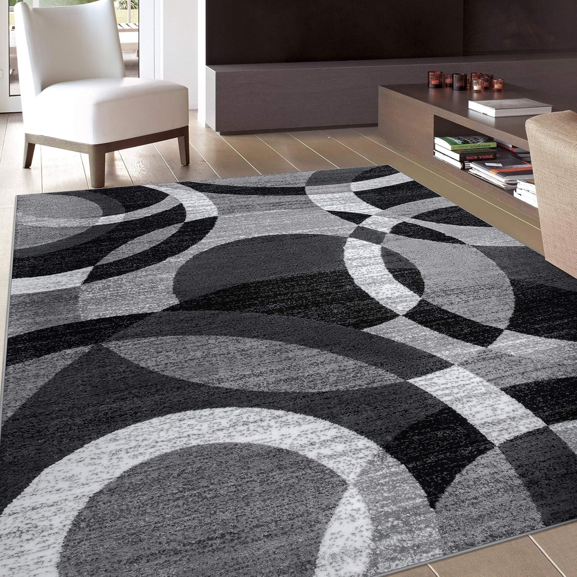 Rugshop Contemporary Abstract Circles Perfect for high Traffic Areas of Your Living Room,Bedroom,Home Office,Kitchen Area Rug 5’3″ x 7’3″ Gray Rugshop Contemporary Abstract Circles Perfect for high Traffic Areas of Your Living Room,Bedroom,Home Office,Kitchen Area Rug 5’3″ x 7’3″ Gray