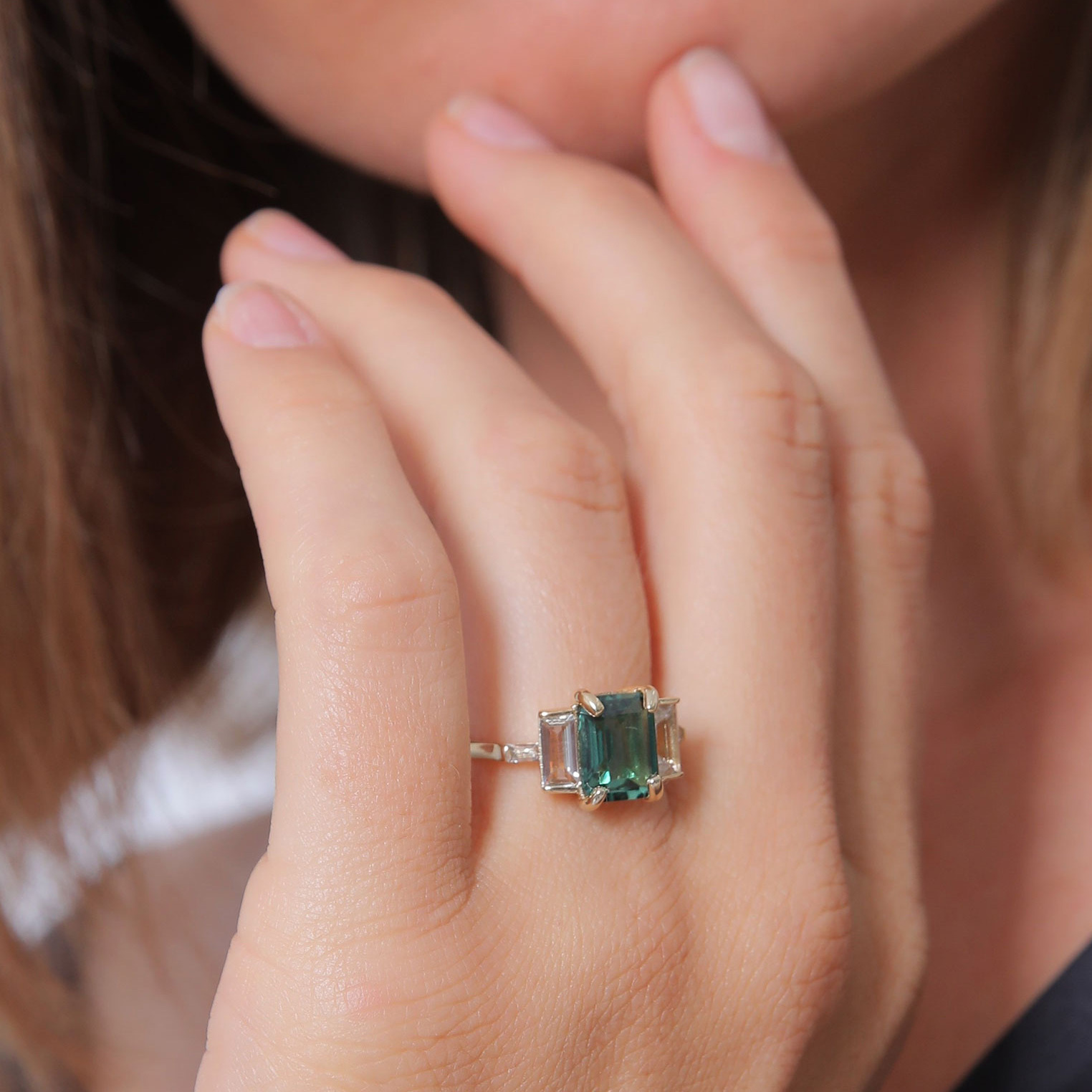 Ring Cocktail Quartz Topas Edelstein 925 Silber vergoldet – Bild 3