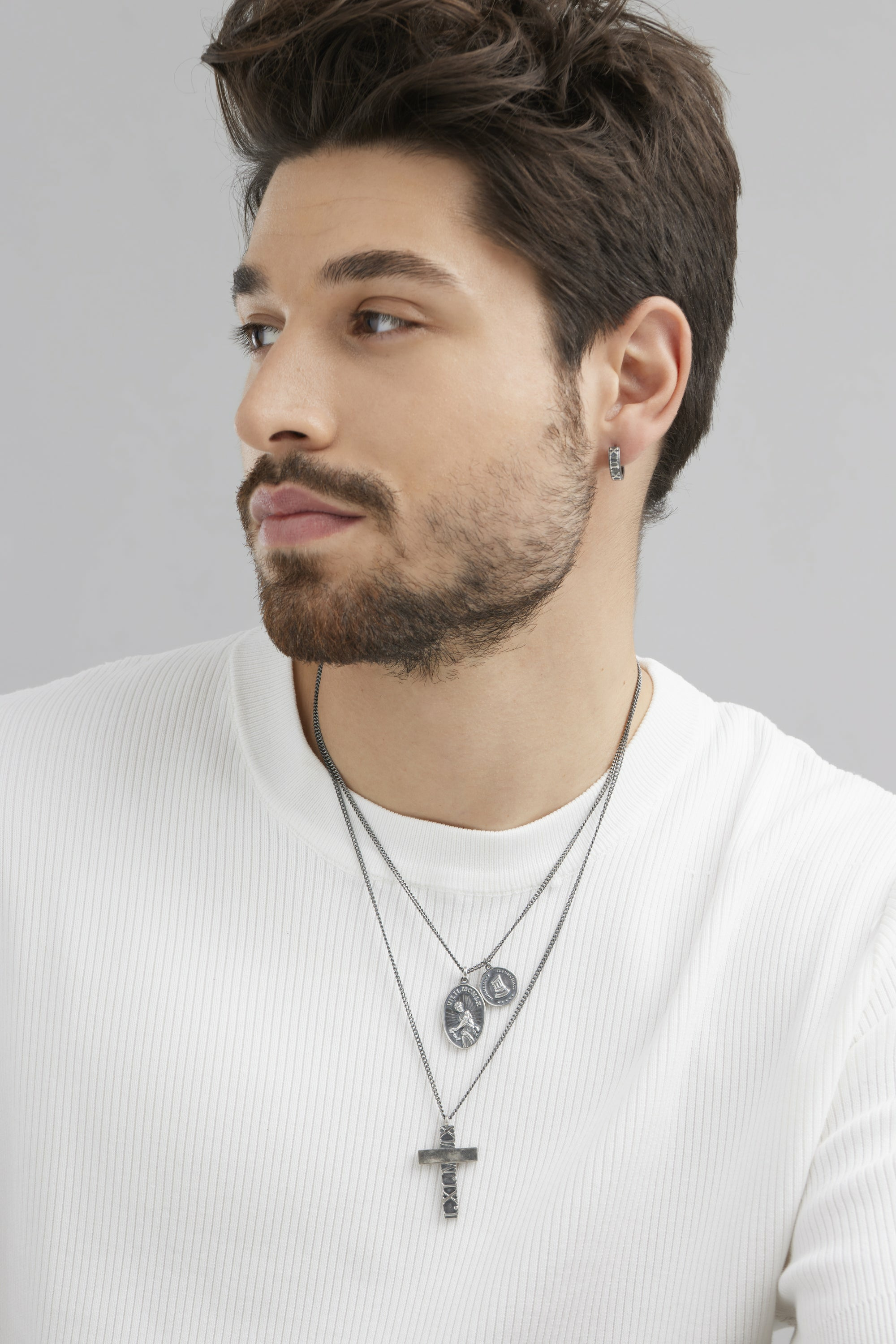 Single Creole 925/- Sterling Silber matt oxidiert 41173383413854 – Bild 2