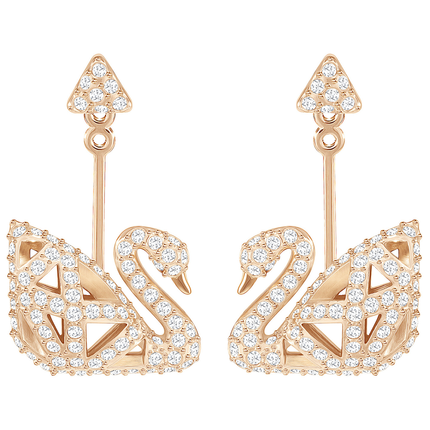 Swarovski Ohrstecker Unisex Facet Swan Drop Earrings Rose‑Gold‑Plated 5358058 – Bild 2