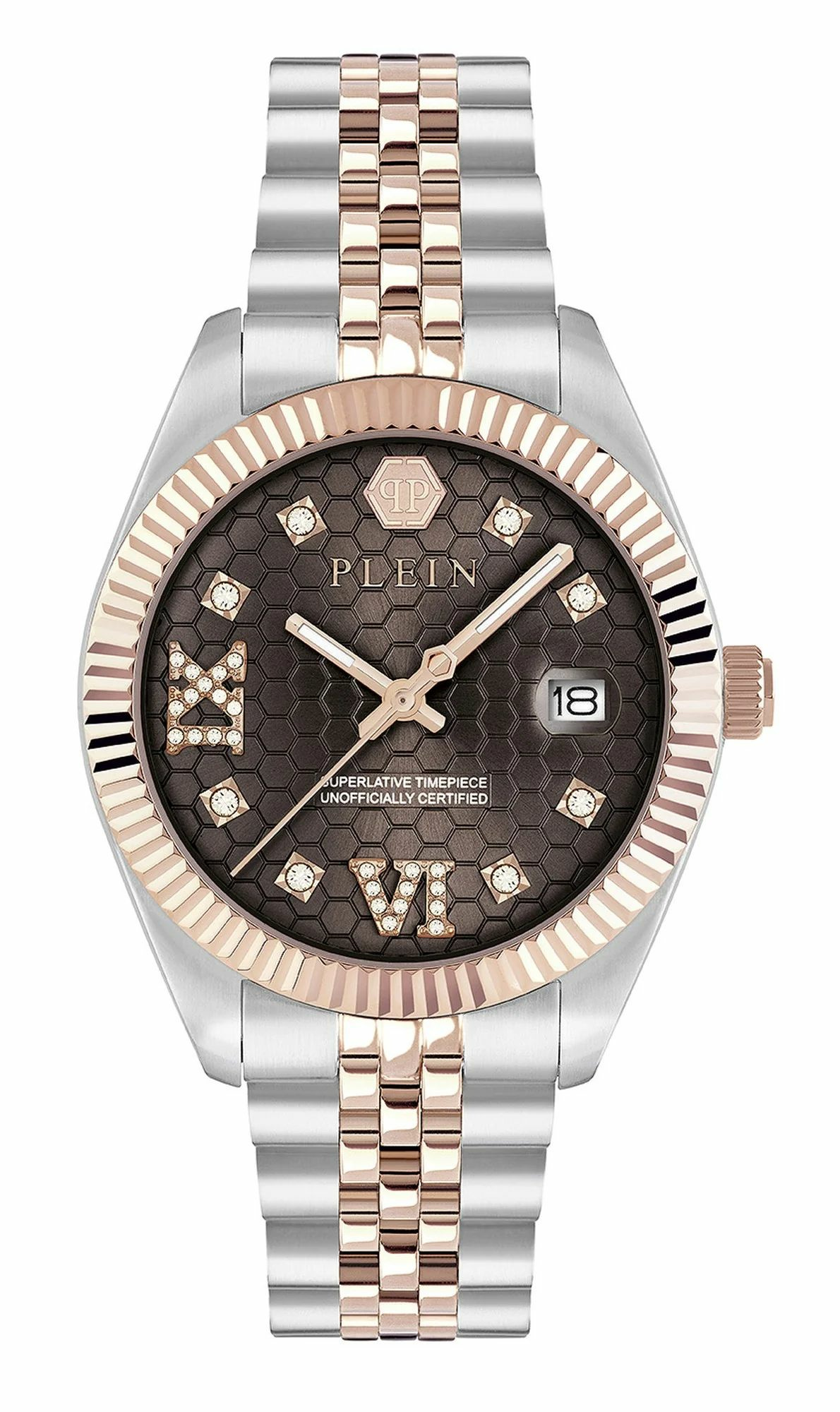 Philipp Plein Uhr Damen Date Superlative Crystal Braun/Silber PWYFA0325 Philipp Plein Uhr Damen Date Superlative Crystal Braun/Silber PWYFA0325