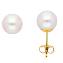 Damen 585 Gold Ohrringe  Ohrstecker mit Süßwasser Zuchtperle Ø 8 mm Damen 585 Gold Ohrringe  Ohrstecker mit Süßwasser Zuchtperle Ø 8 mm