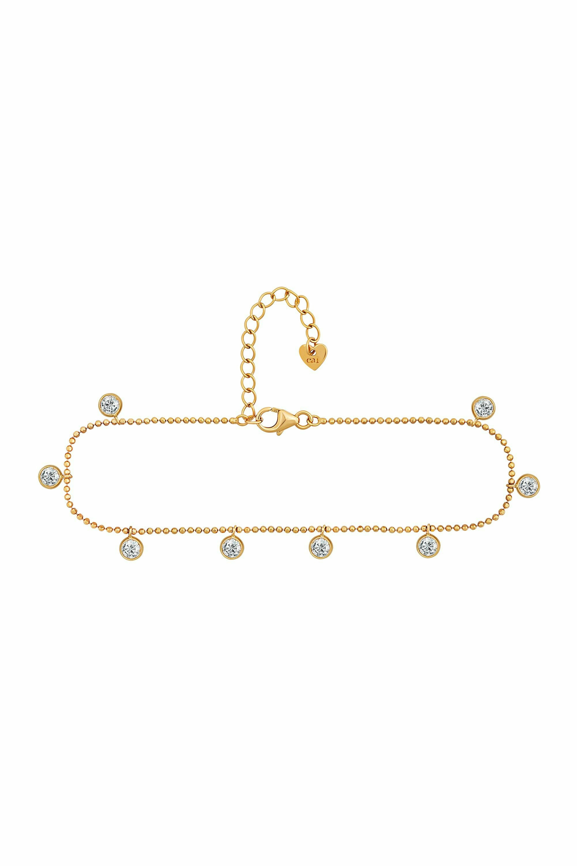 Fußkette 925/- Sterling Silber vergoldet Anhänger rund Zirkonia 41184810762334