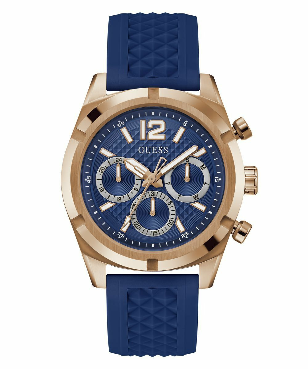Guess Herren Armbanduhr RESISTANCE Multifunktion blau, roségold 44 mm GW0729G3 – Bild 3