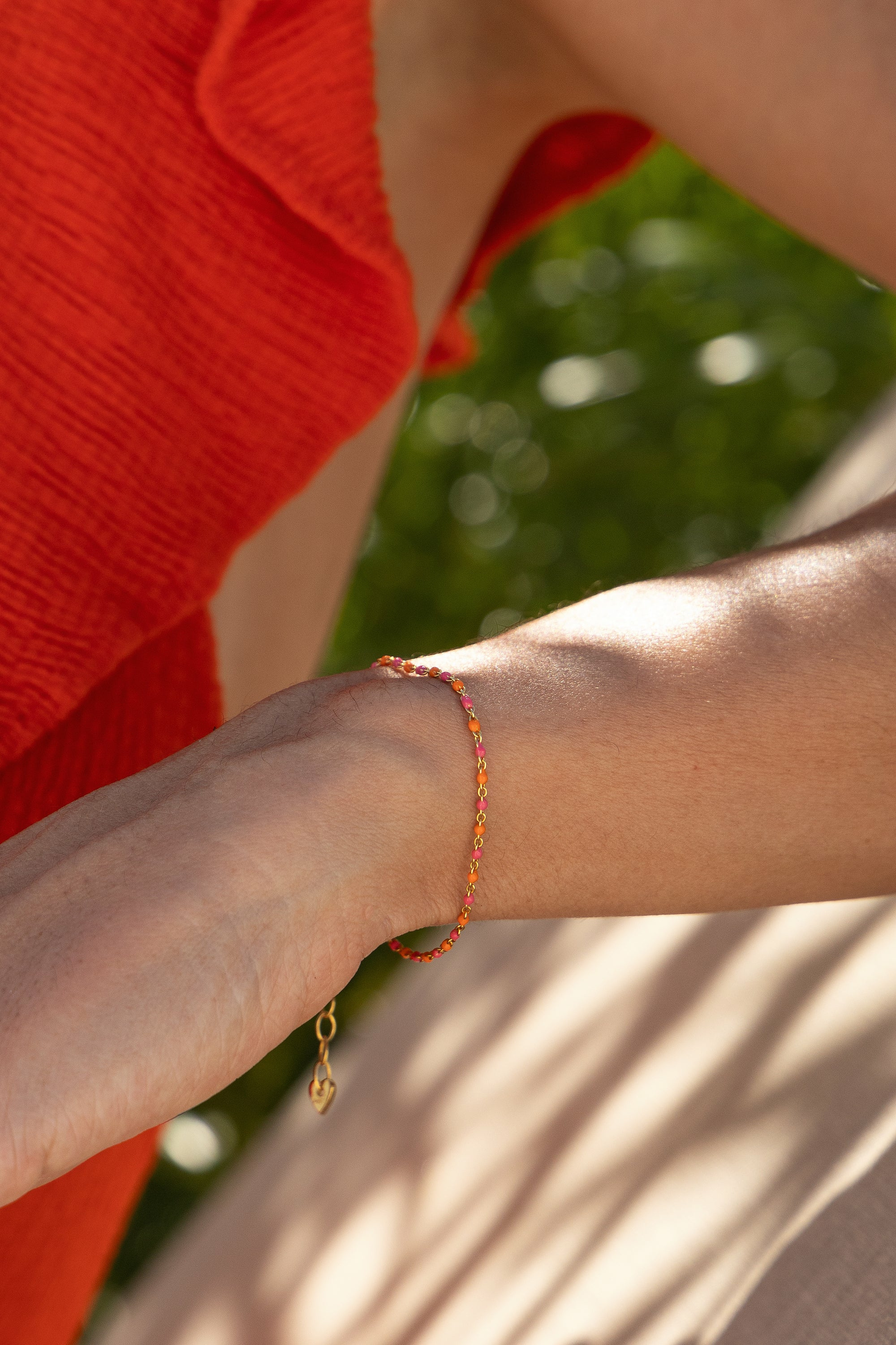 Armband 925  Silber vergoldet Email in pink und orange 41185186545758 Armband 925  Silber vergoldet Email in pink und orange 41185186545758