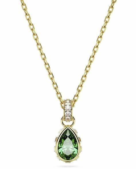Swarovski Damen Halskette mit Tropfen grün Anhänger Gold 5648751 Swarovski Damen Halskette mit Tropfen grün Anhänger Gold 5648751