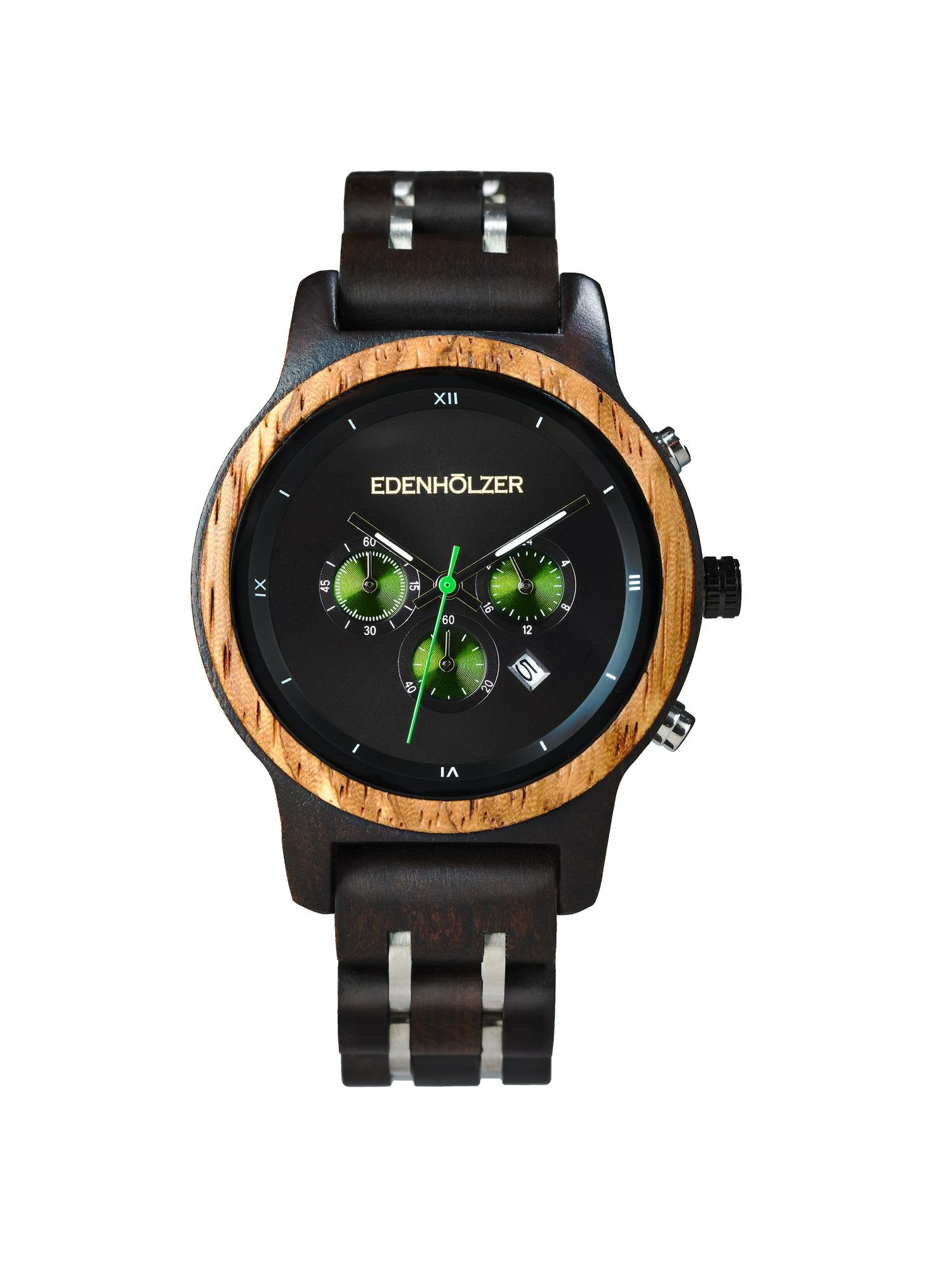 Edenhölzer Holzuhr Damen Holzarmband Chronograph St. Lucia – Bild 3