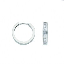 Damen 585 Weißgold Ohrringe  Creolen mit Zirkonia Ø 13,6 mm Damen 585 Weißgold Ohrringe  Creolen mit Zirkonia Ø 13,6 mm