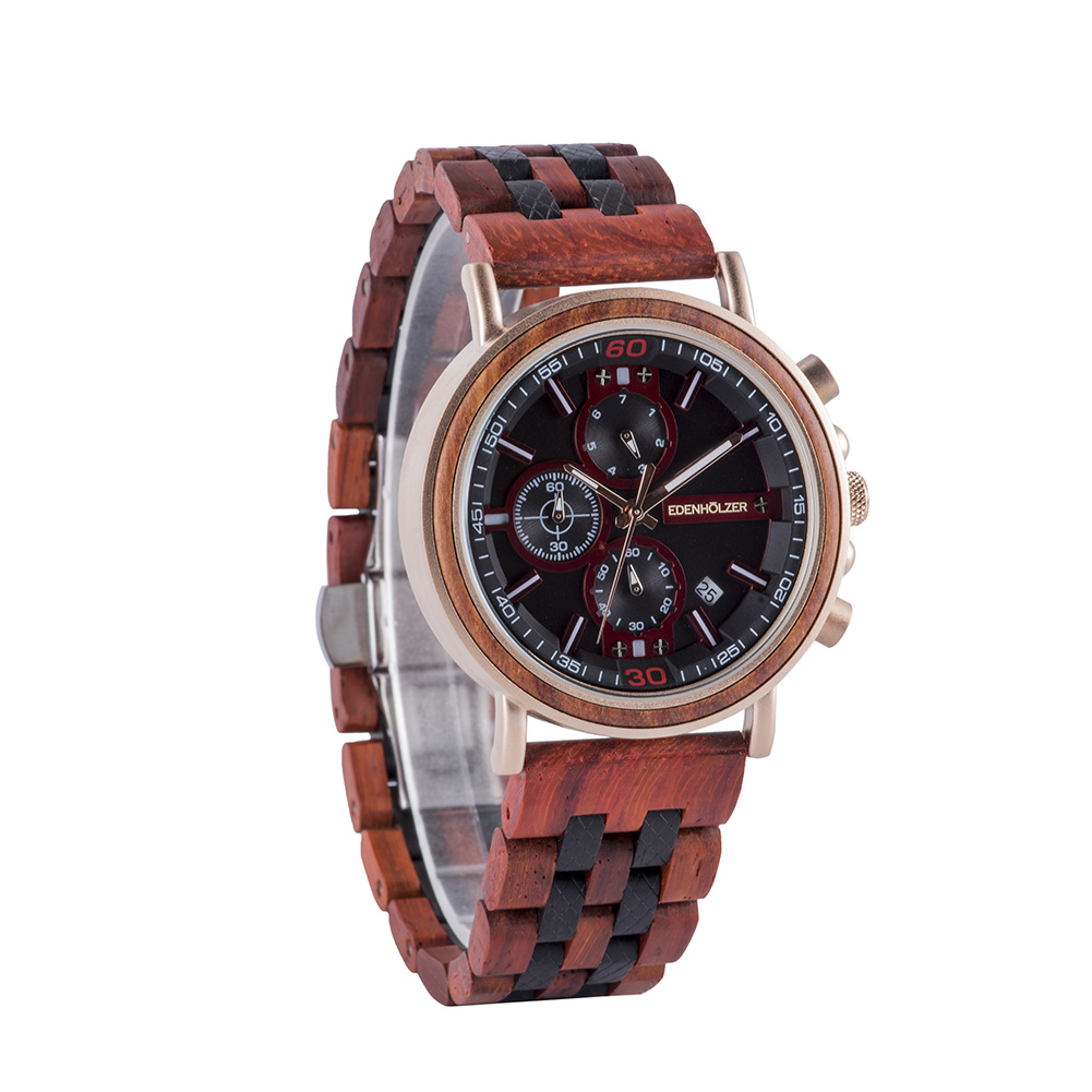Edenhölzer Holzuhr Herren Armbanduhr Boracay Holzarmband ED091-005 – Bild 3
