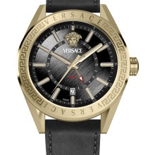 Versace Herren Armbanduhr V-CODE GMT 42MM Schwarz VEAFA0224 Versace Herren Armbanduhr V-CODE GMT 42MM Schwarz VEAFA0224