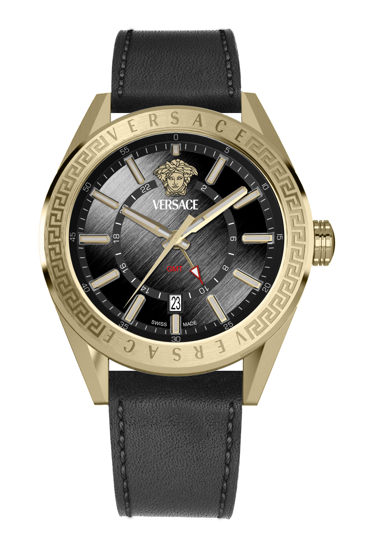 Versace Herren Armbanduhr V-CODE GMT 42MM Schwarz VEAFA0224 Versace Herren Armbanduhr V-CODE GMT 42MM Schwarz VEAFA0224