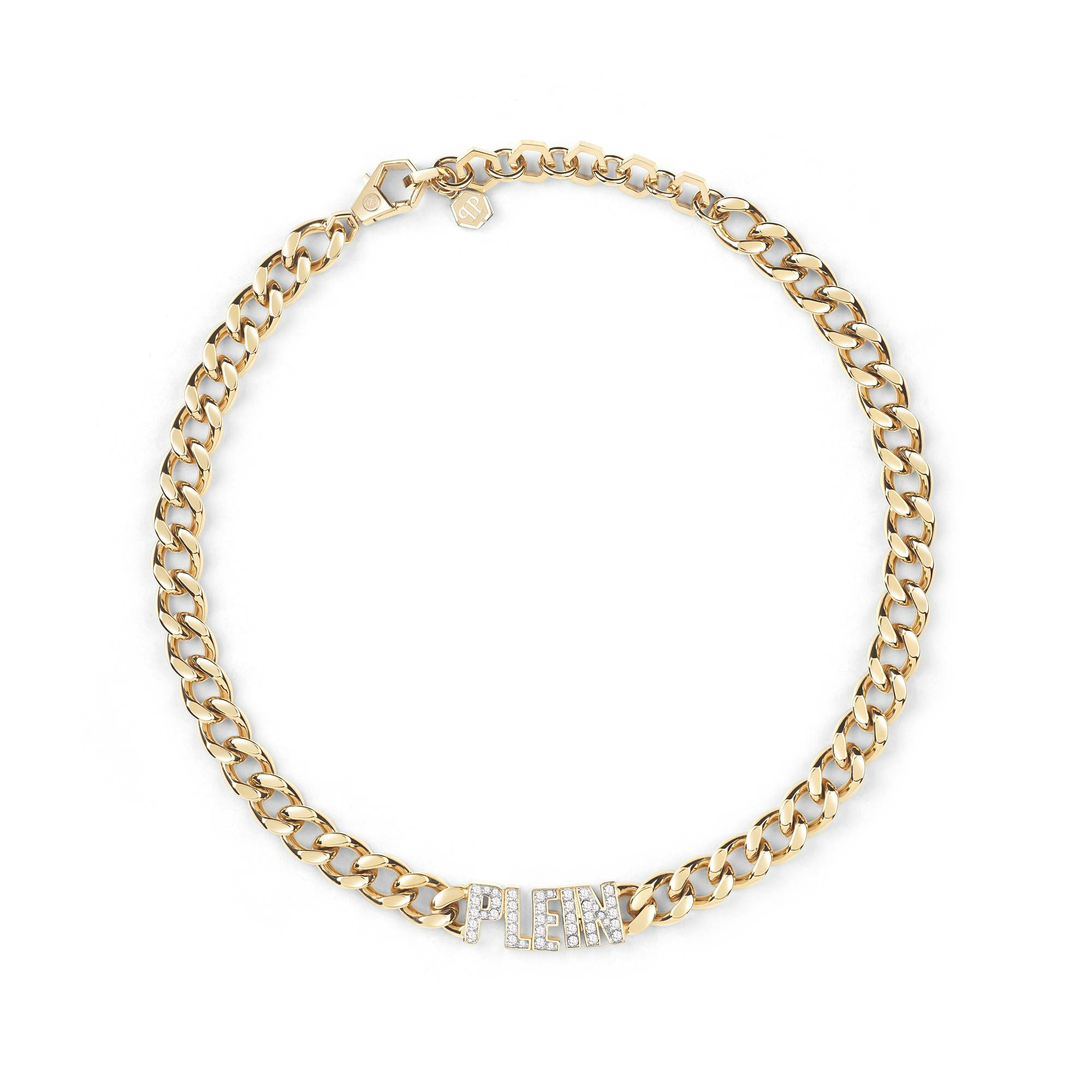 Philipp Plein Damen Kette Halskette Edelstahl IP Gold Lettering – Bild 3