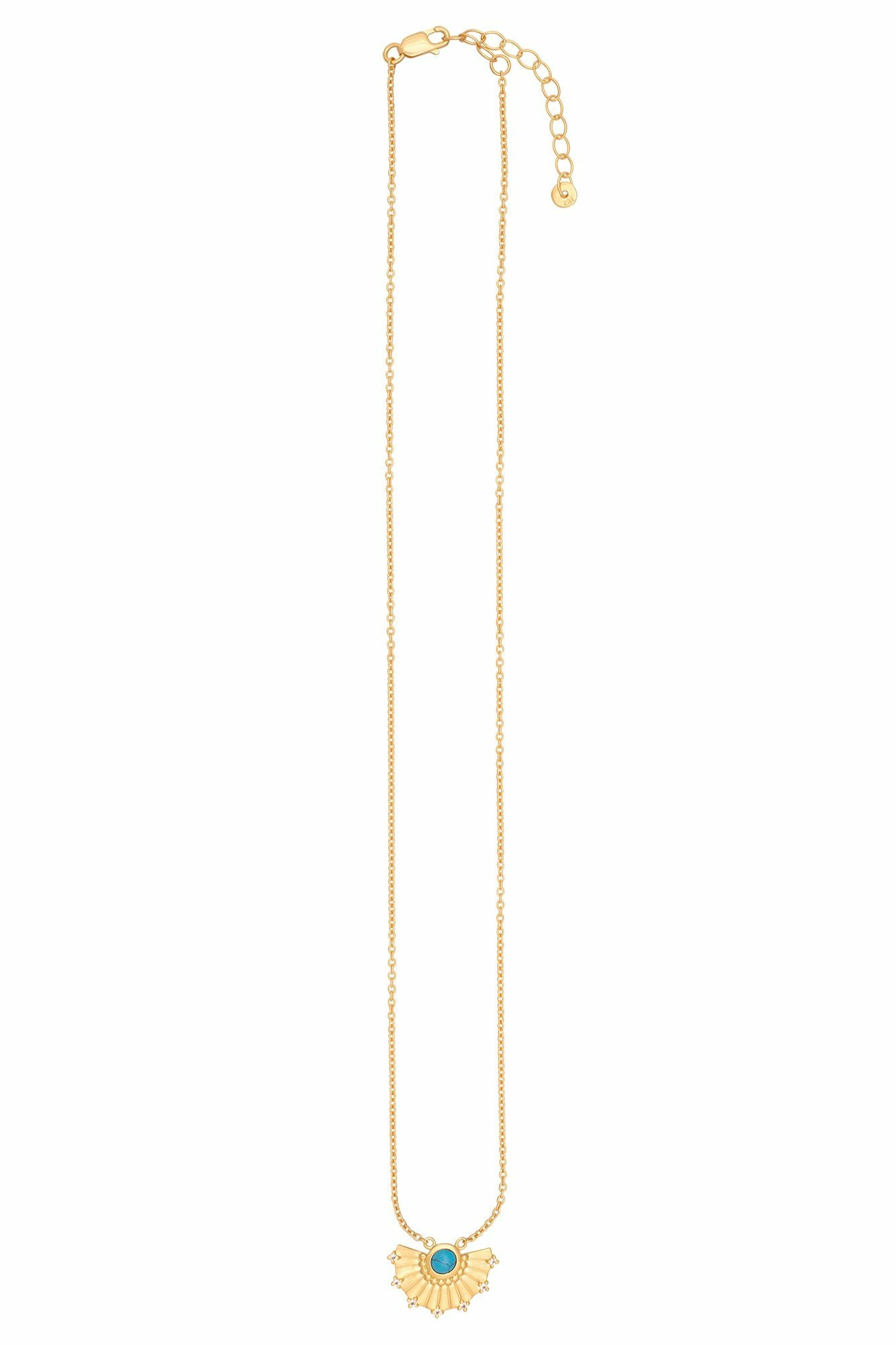 Collier 925 Silber vergoldet Fächer Anhänger mit Türkis & Weißtopas 411852209521... Collier 925 Silber vergoldet Fächer Anhänger mit Türkis & Weißtopas 411852209521...