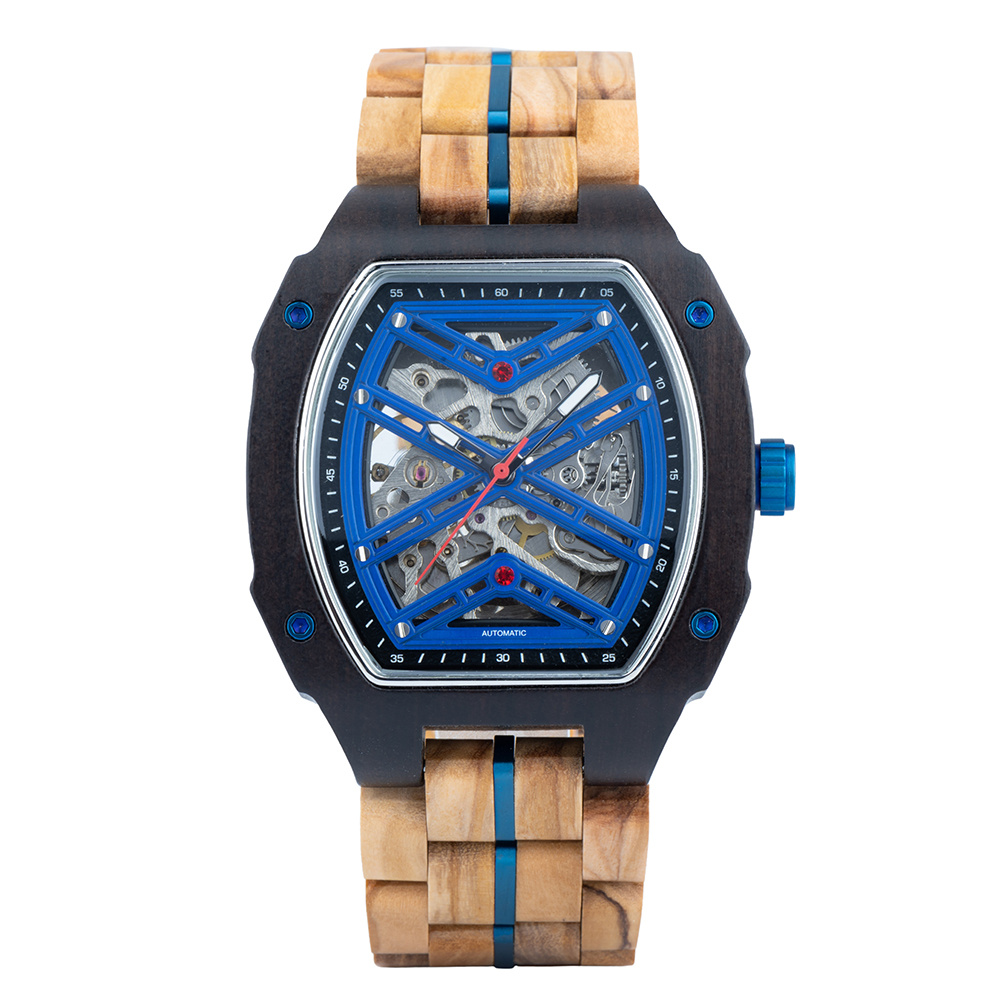 Edenhölzer Herren Holzuhr Skeleton Automatik Sal ED090-001 – Bild 2