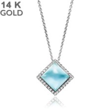 Collier 14ct.Weißgold Diamanten/Blau Topas Collier 14ct.Weißgold Diamanten/Blau Topas