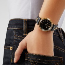 Versace V-Twist Damenuhr Schwarzes Leder Gold Stahl Schwarzes Zifferblatt 36mm V... Versace V-Twist Damenuhr Schwarzes Leder Gold Stahl Schwarzes Zifferblatt 36mm V...