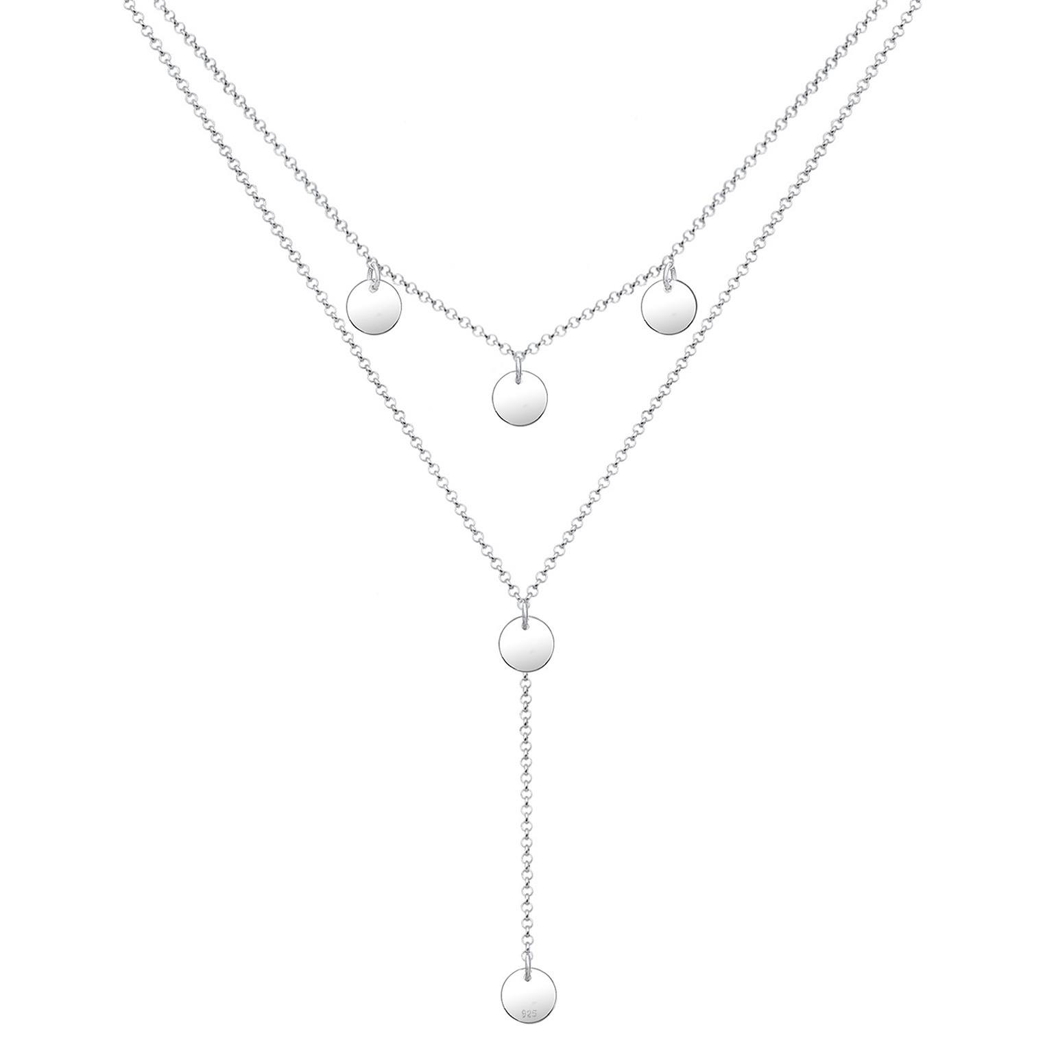 Halskette Y-Kette Geo Layer Plättchen 925 Sterling Silber – Bild 3