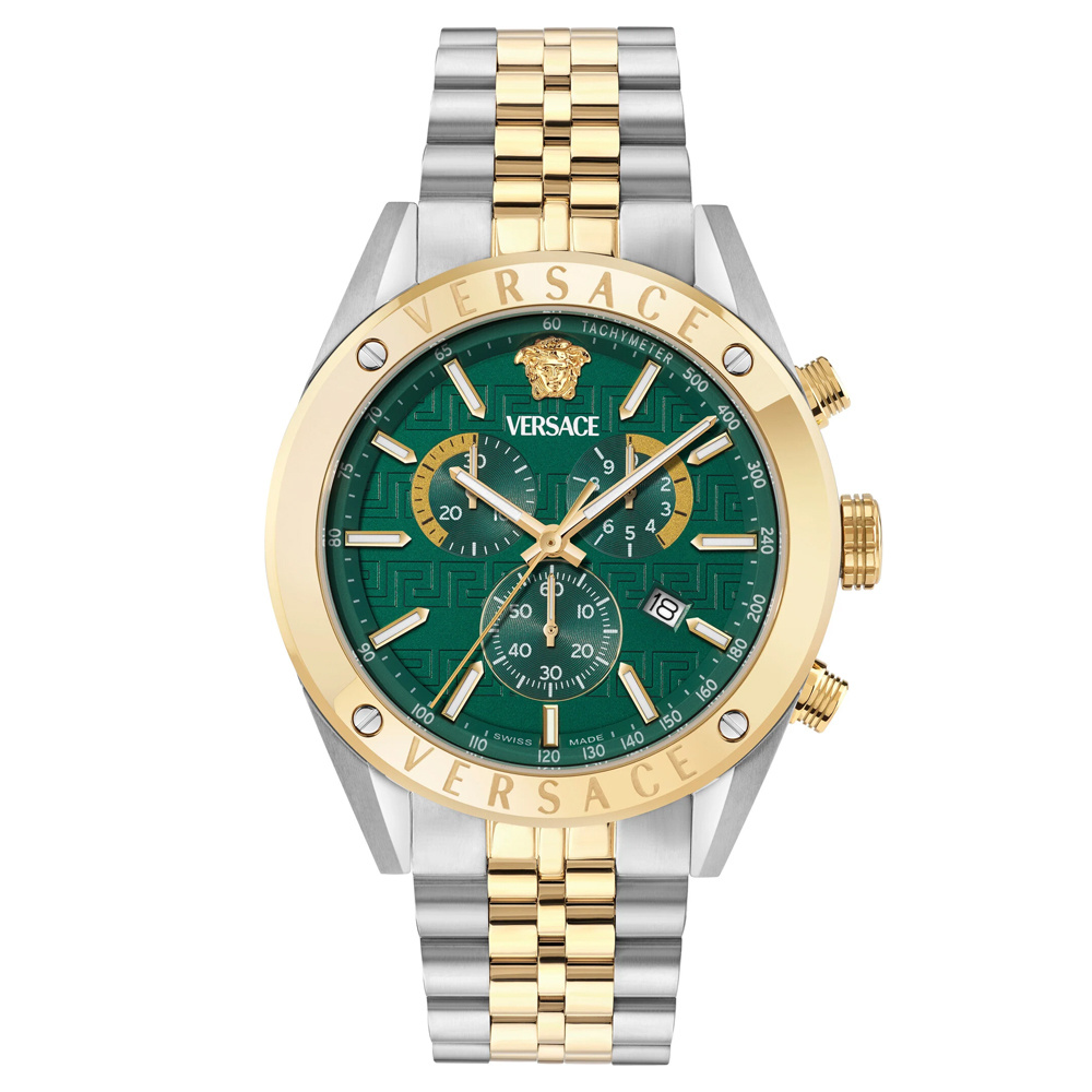Versace Uhr Herren Chronograph Athletics Chrono Silber/Gold/Grün VEKJA0625 – Bild 3