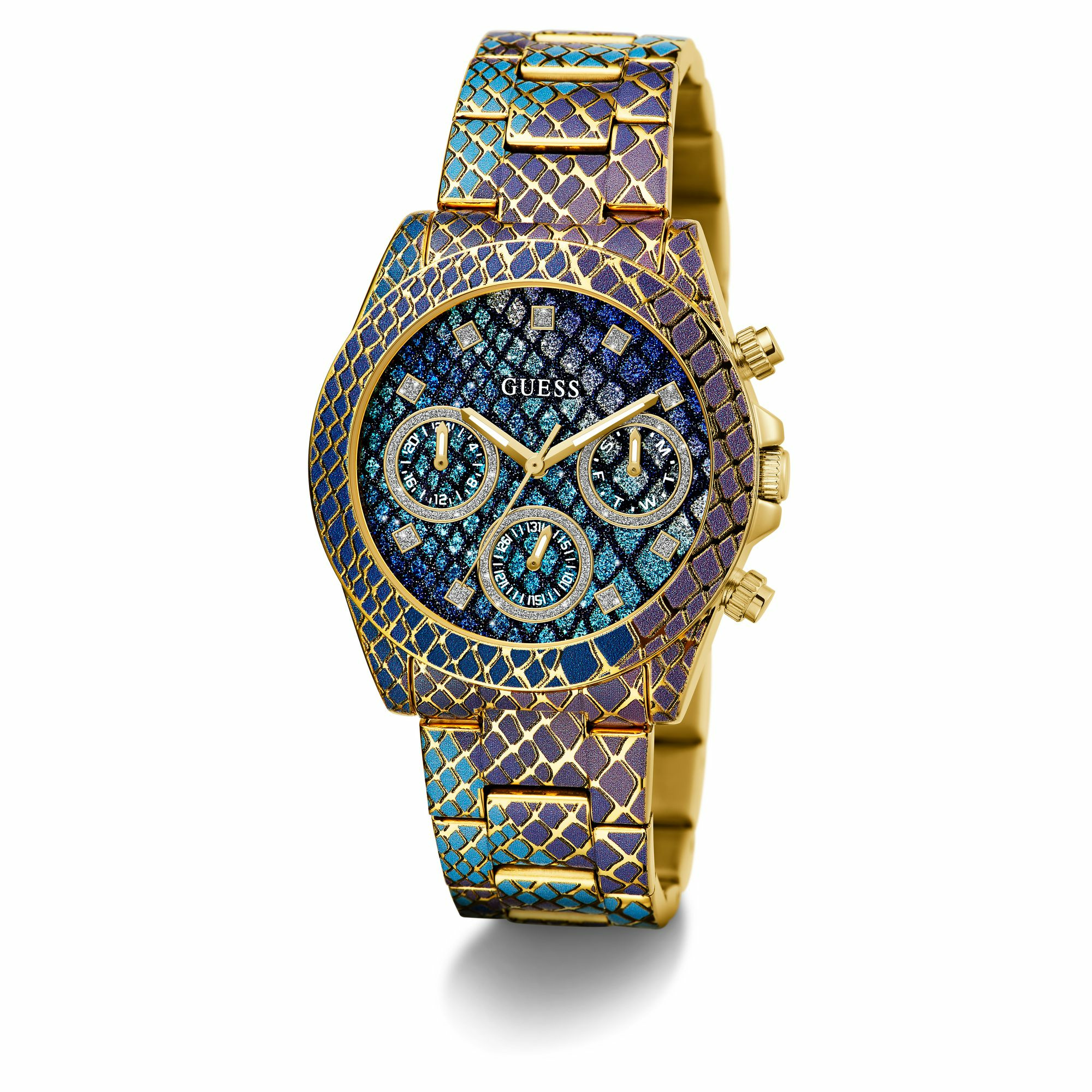 Guess Damen Multifunktionsuhr SERPENTINA Blau Lila Gold GW0752L1 – Bild 3