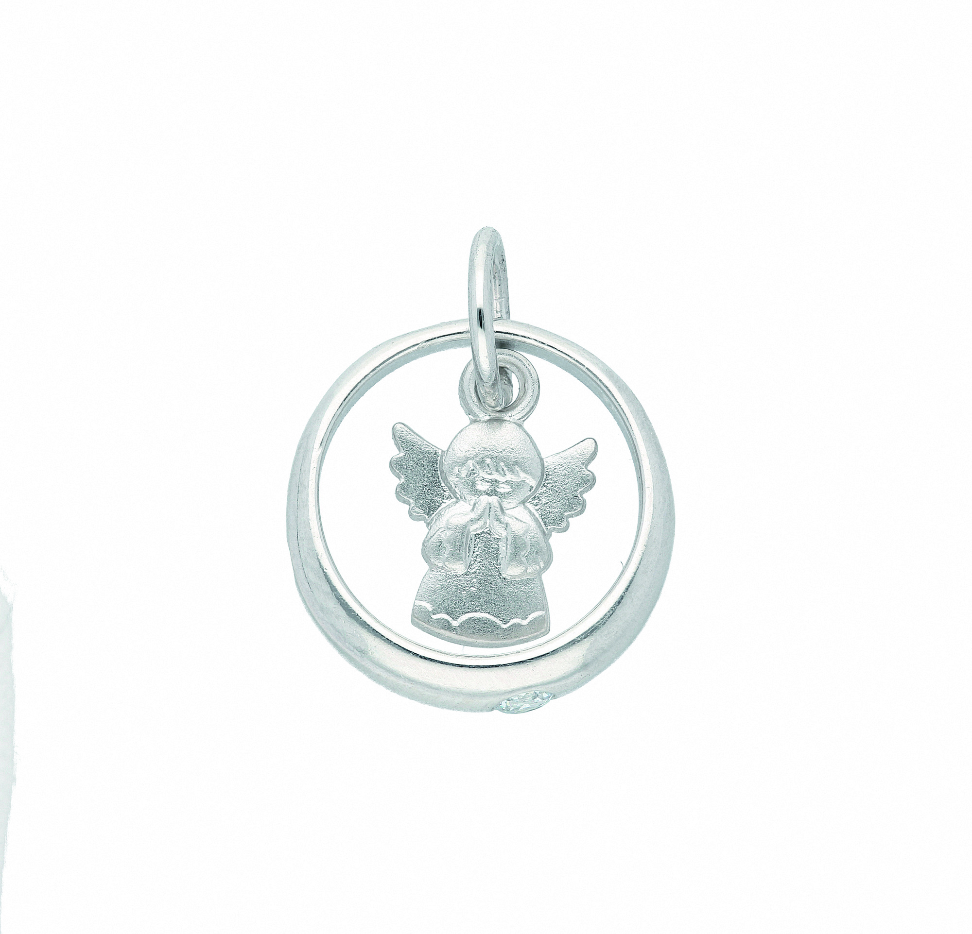 Damen 925 Silber Anhänger Taufring mit Zirkonia Ø 11,3 mm – Bild 2