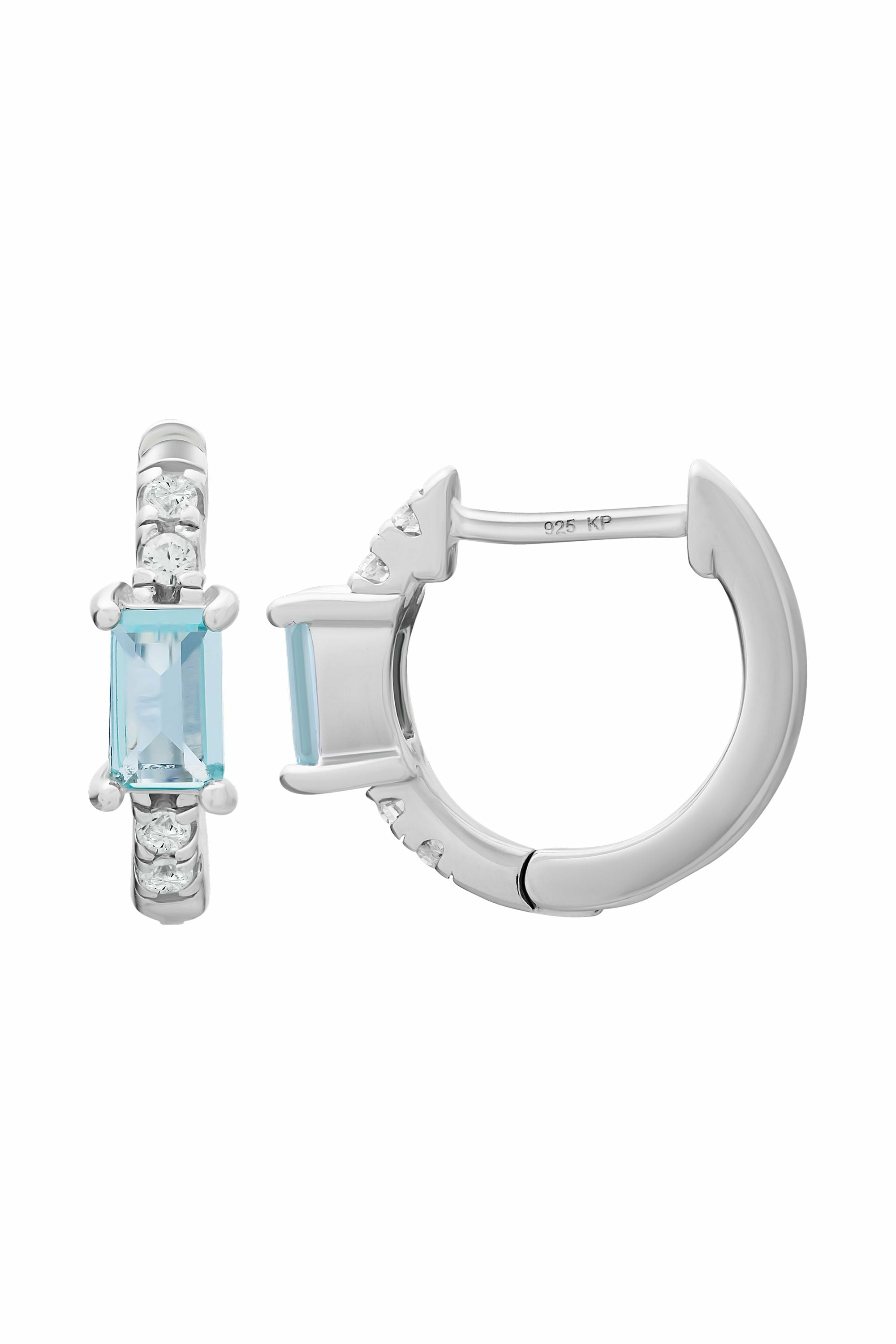 Creole 925 Sterling Silber mit Zirkonia und Aquamarin 41185175765086 Creole 925 Sterling Silber mit Zirkonia und Aquamarin 41185175765086