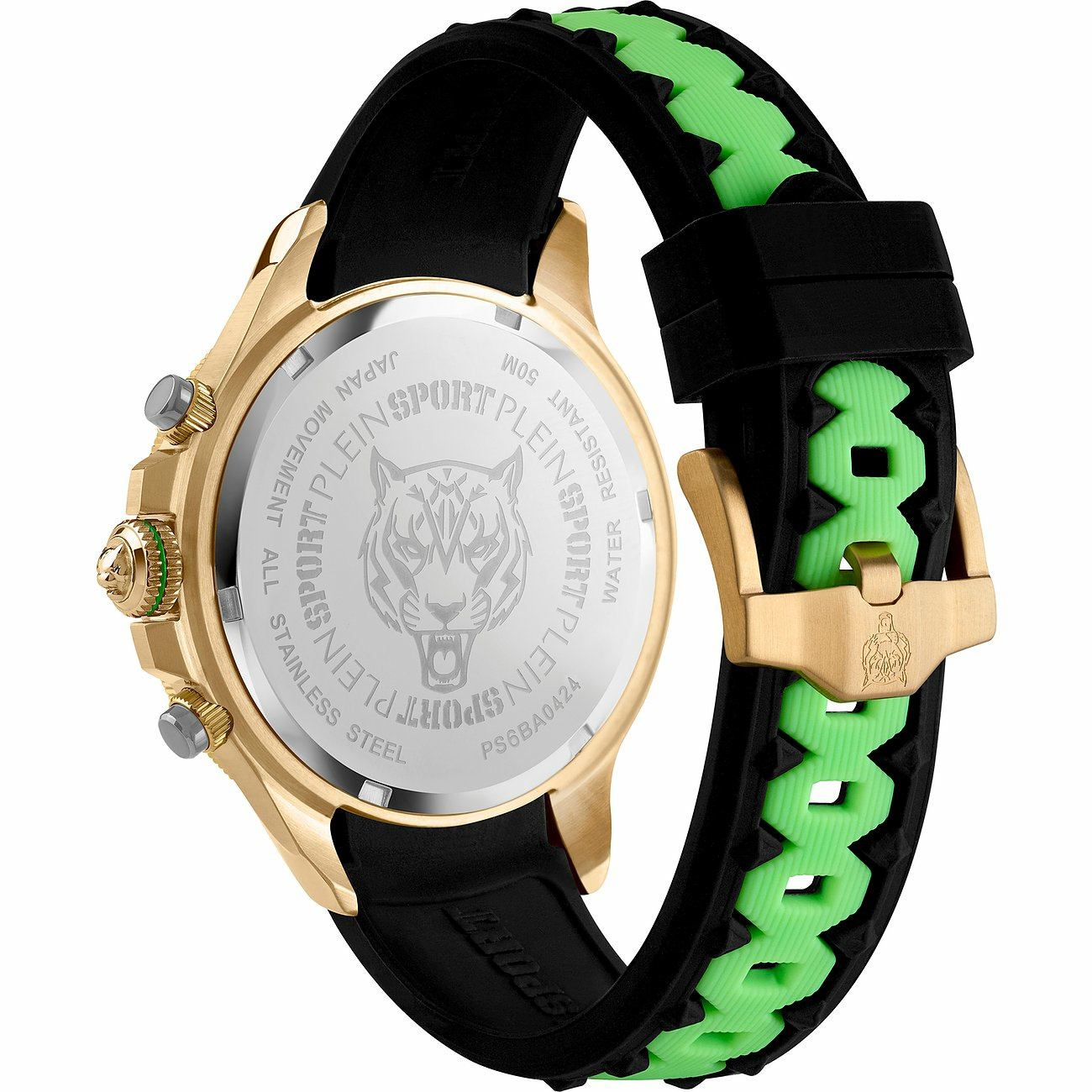 Plein Sport Herren Chronograph Warrior Tech PS6BA0424 Gold Grün Schwarz 47 mm – Bild 3