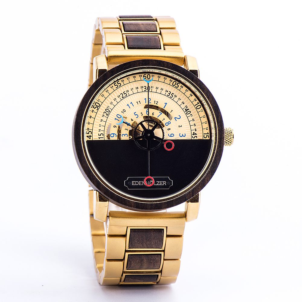 Edenhölzer Automatik Armbanduhr open life Holzuhr Nevis ED097-001 – Bild 3