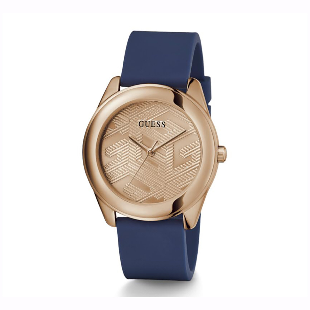 Guess Damen Armbanduhr Cubed roségold, blau 40 mm GW0665L2 Guess Damen Armbanduhr Cubed roségold, blau 40 mm GW0665L2